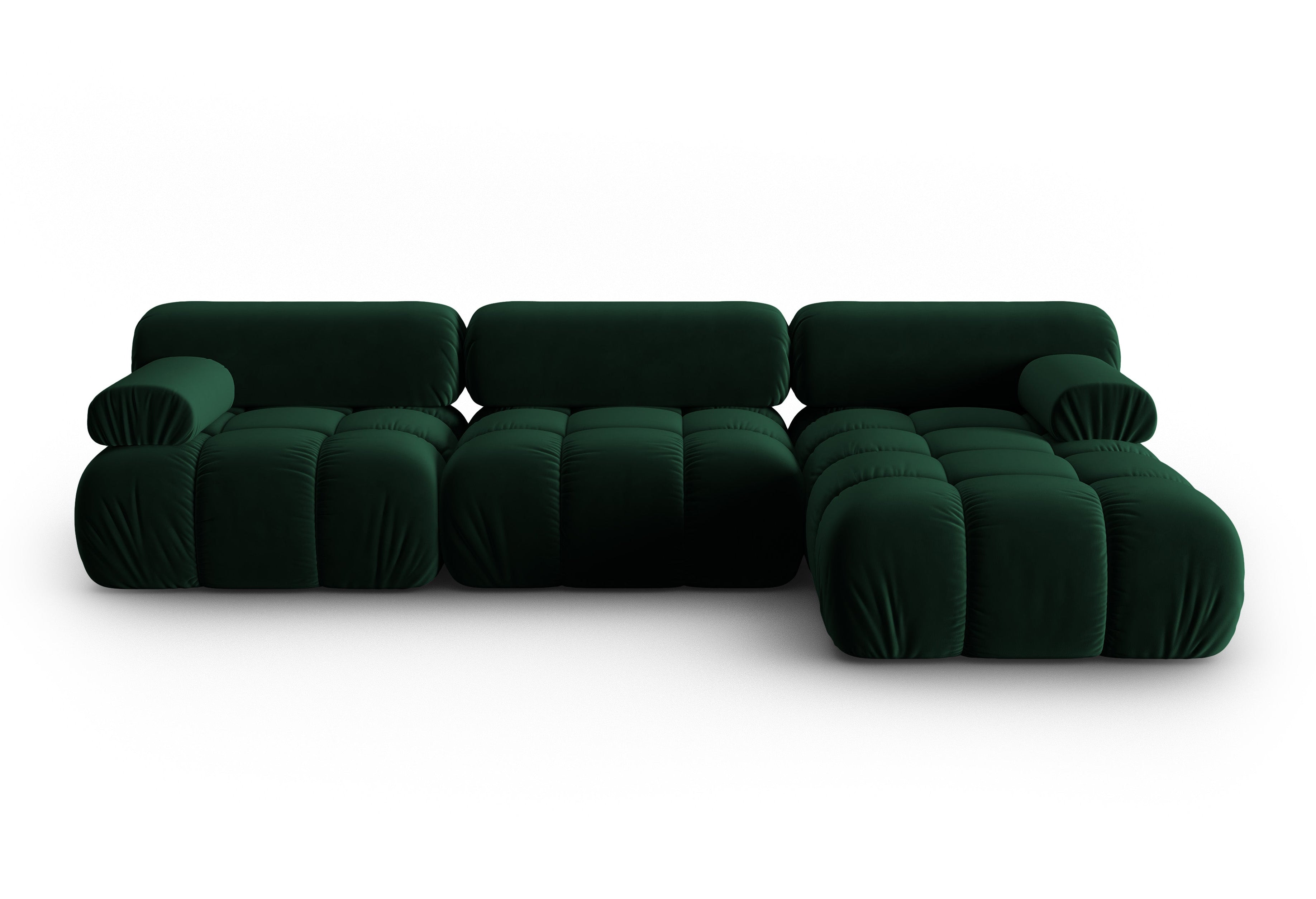 Samt-Ecksofa für 4 Personen rechts CORTINA in Flaschengrün