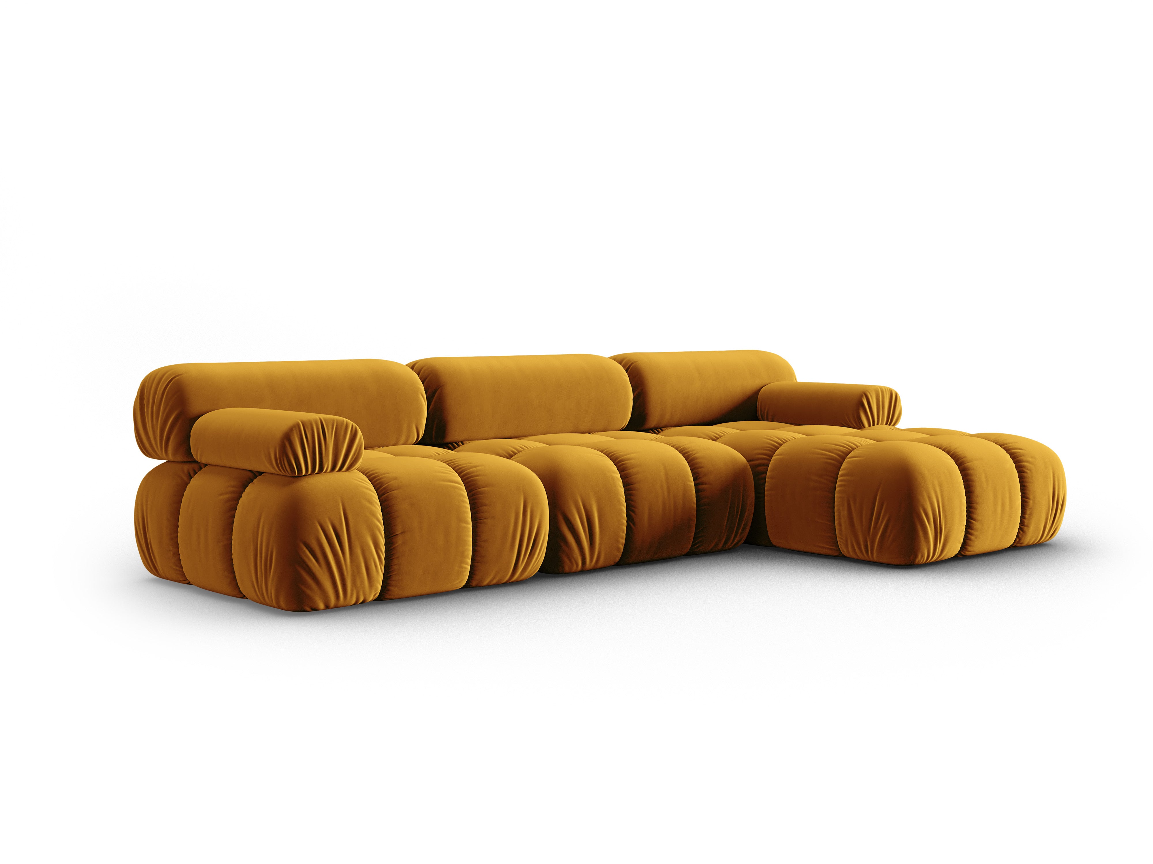 Samt-Ecksofa für 4 Personen rechts CORTINA gelb