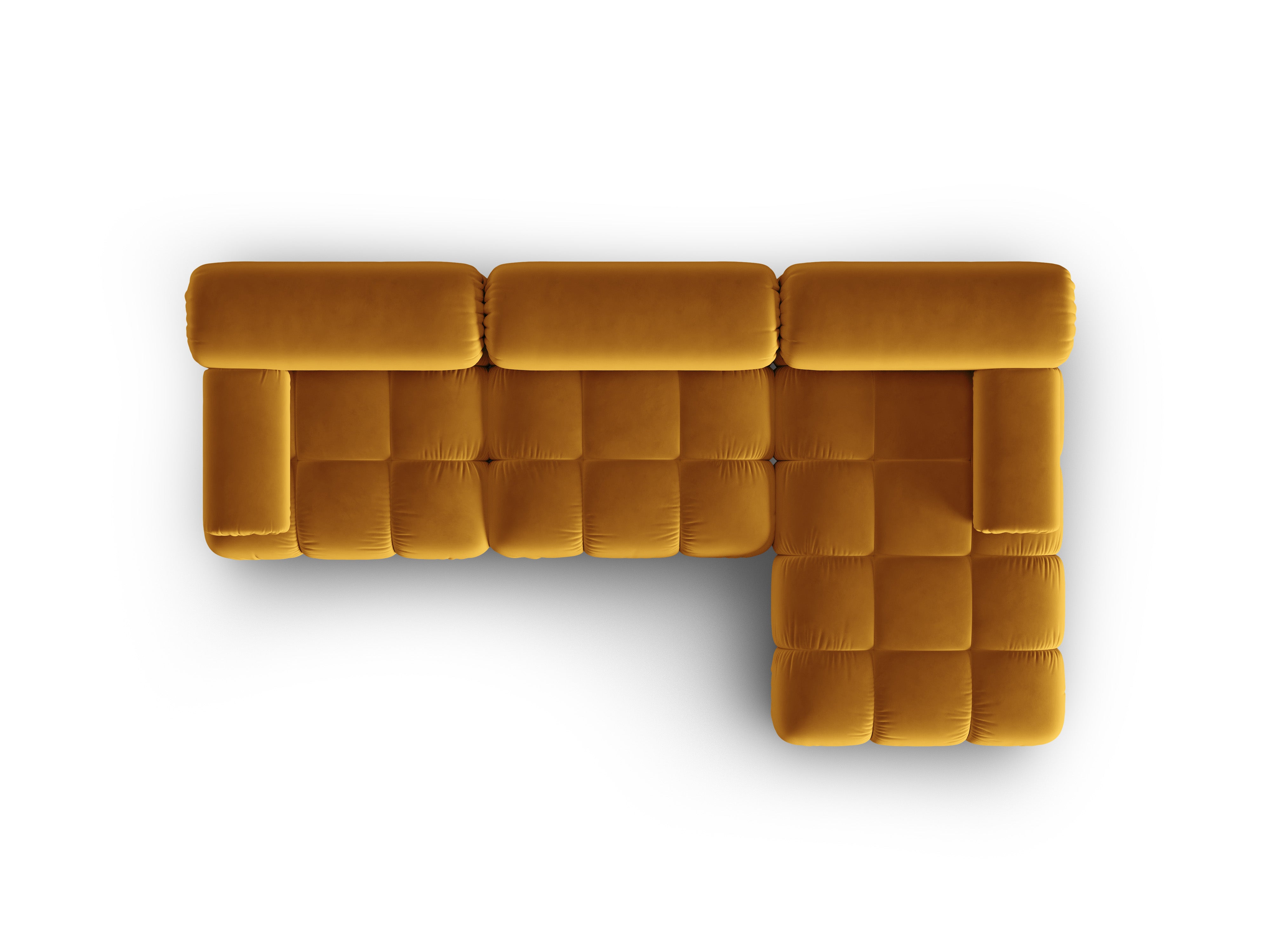 Samt-Ecksofa für 4 Personen rechts CORTINA gelb