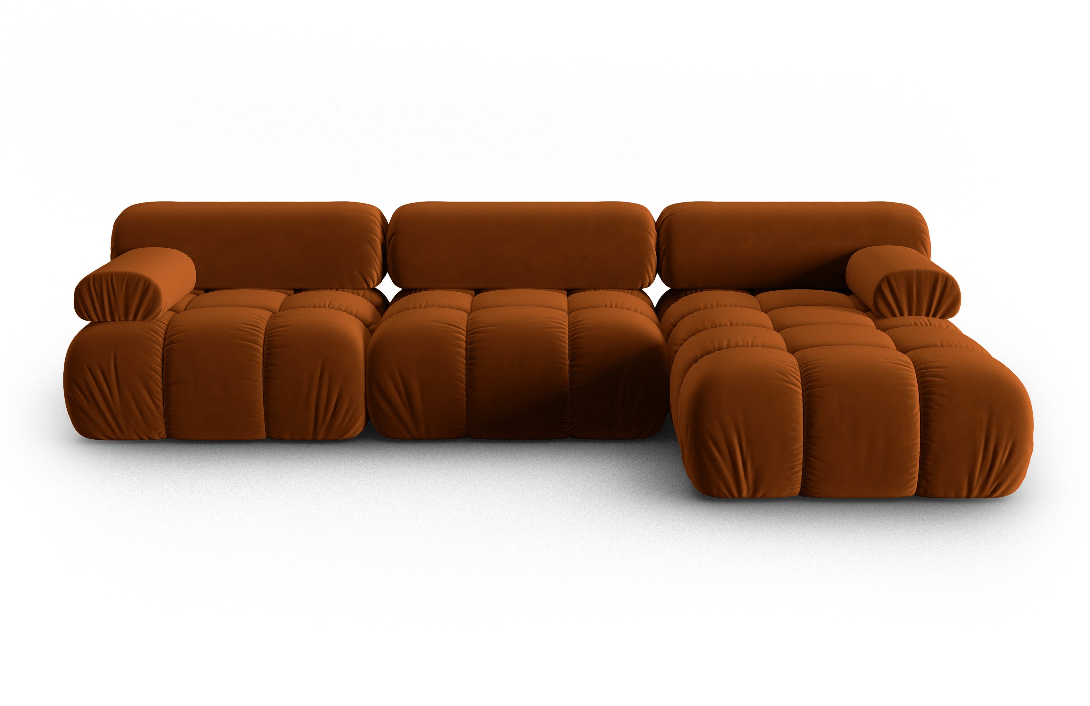 Velvet hoekbank voor 4 personen rechts CORTINA baksteenrood