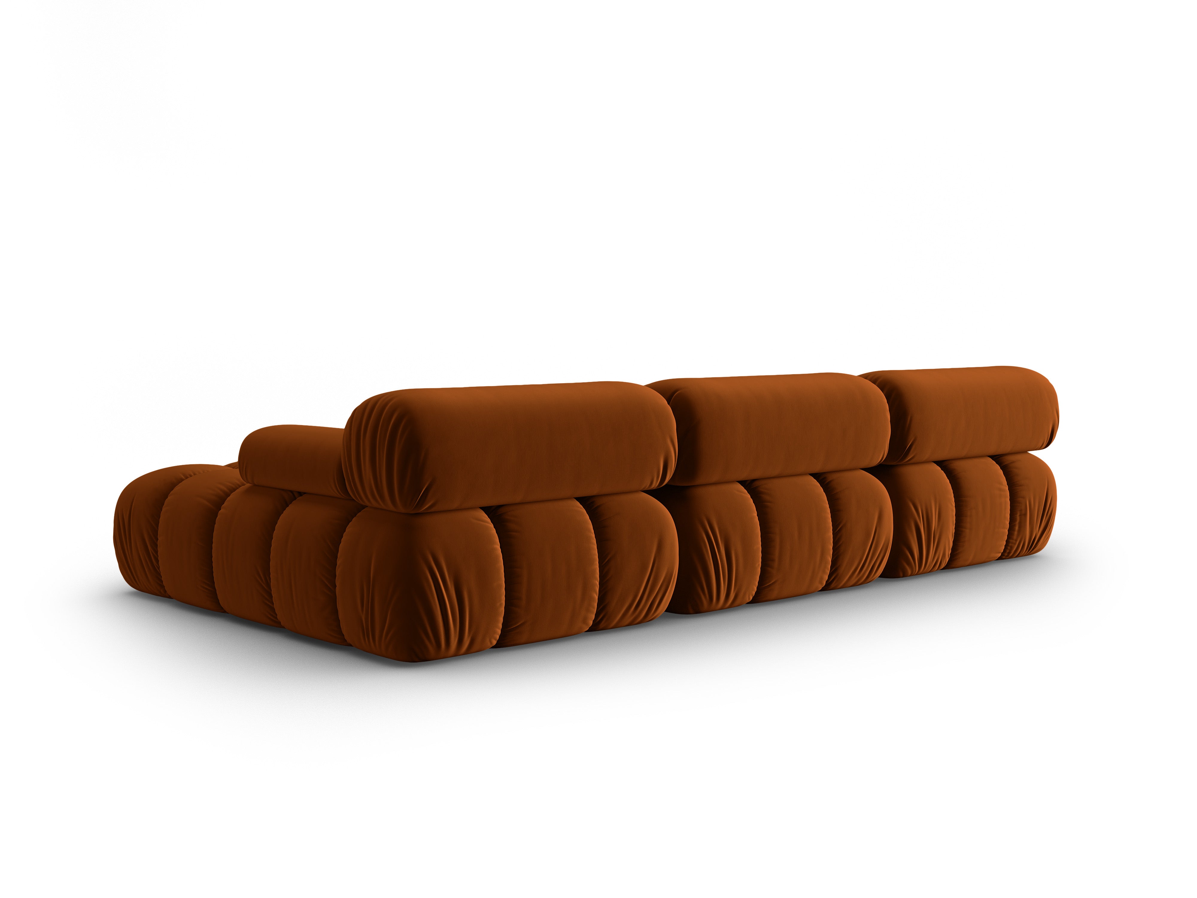 Velvet hoekbank voor 4 personen rechts CORTINA baksteenrood