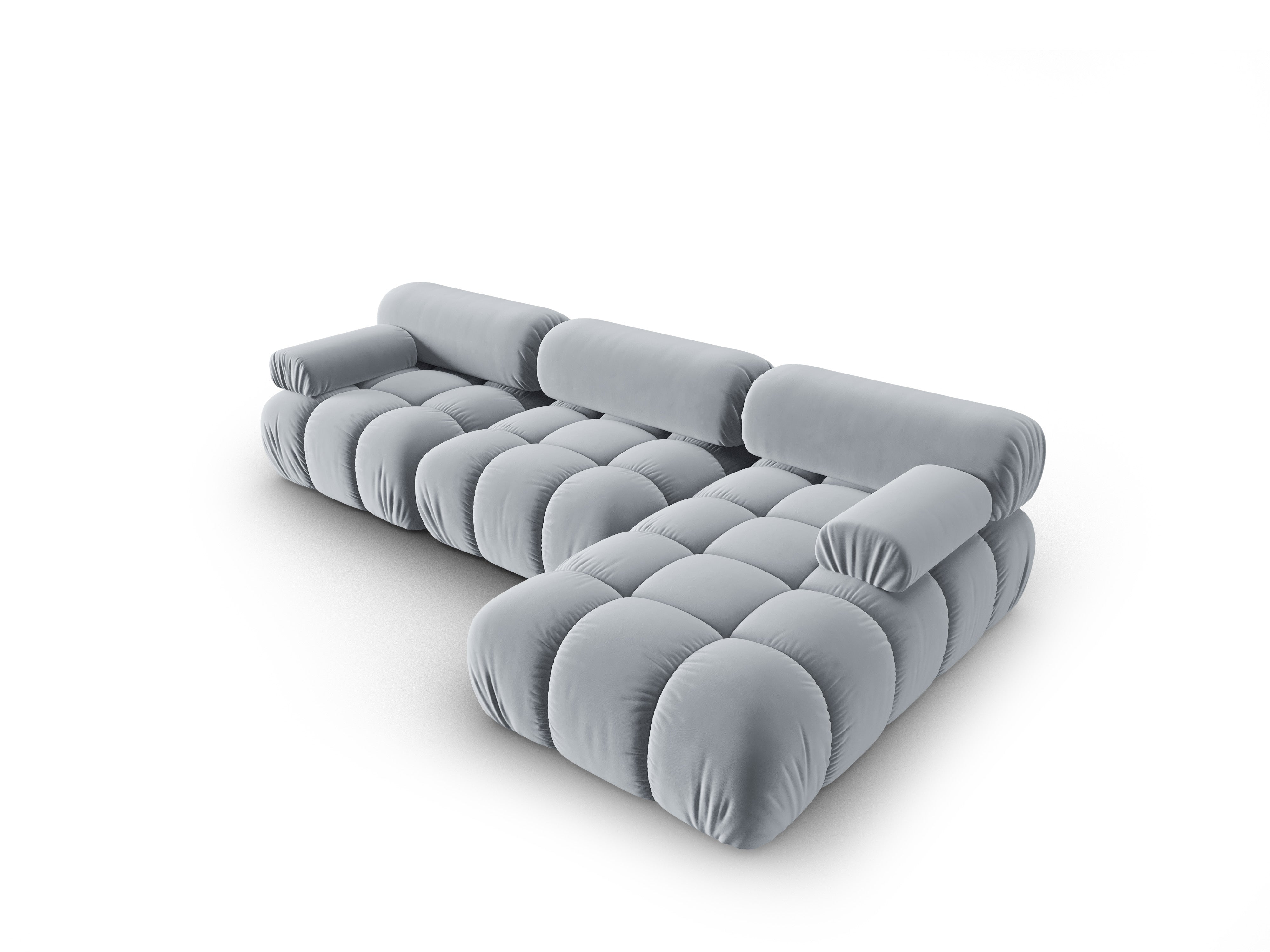 Narożnik aksamitny 4-osobowy prawostronny CORTINA błękitny – Cosmopolitan Design