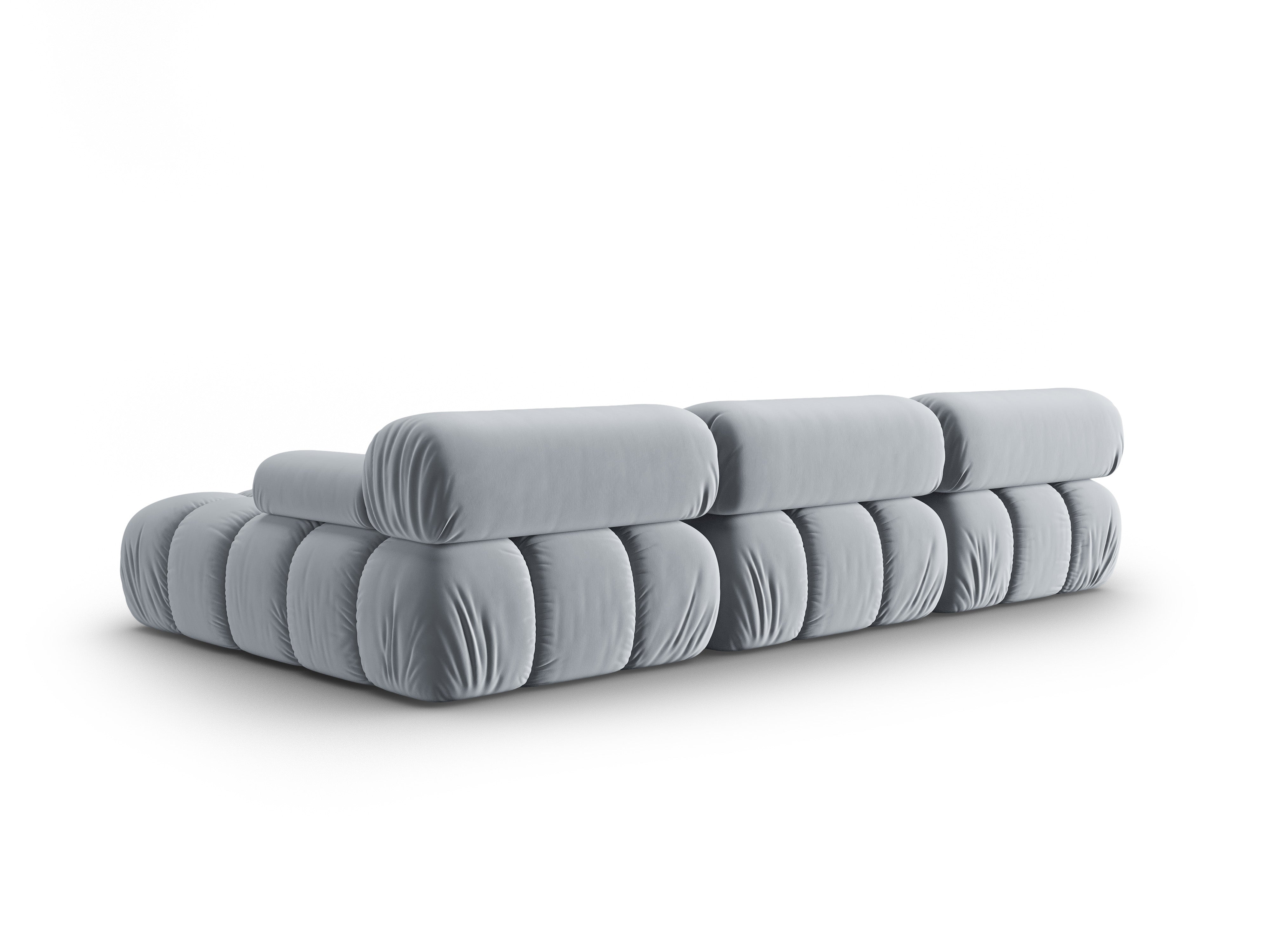 Narożnik aksamitny 4-osobowy prawostronny CORTINA błękitny – Cosmopolitan Design