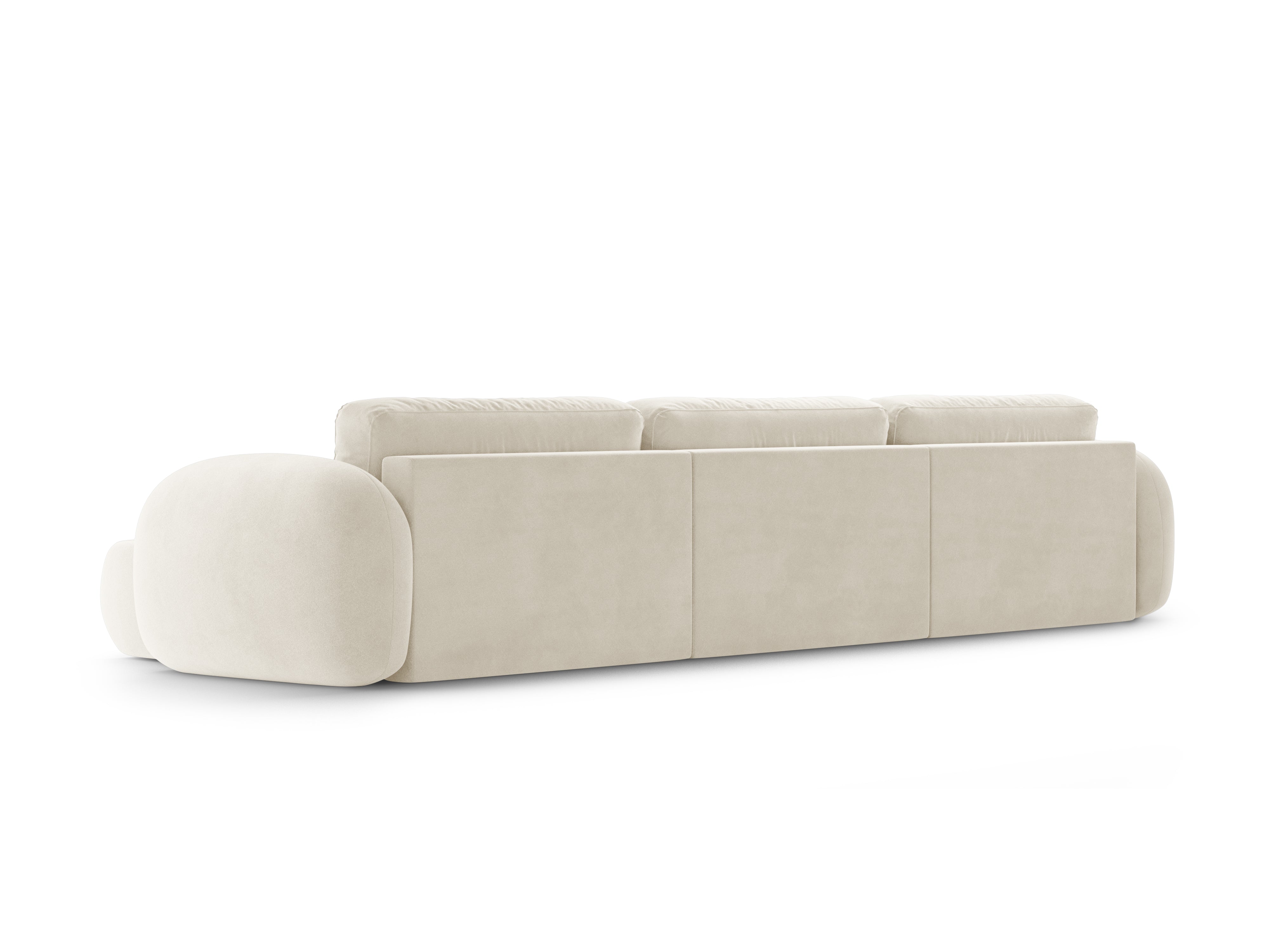 Sofa panoramisch samtig mit Schlaf-Funktion für 5 Personen TONALE cremefarben