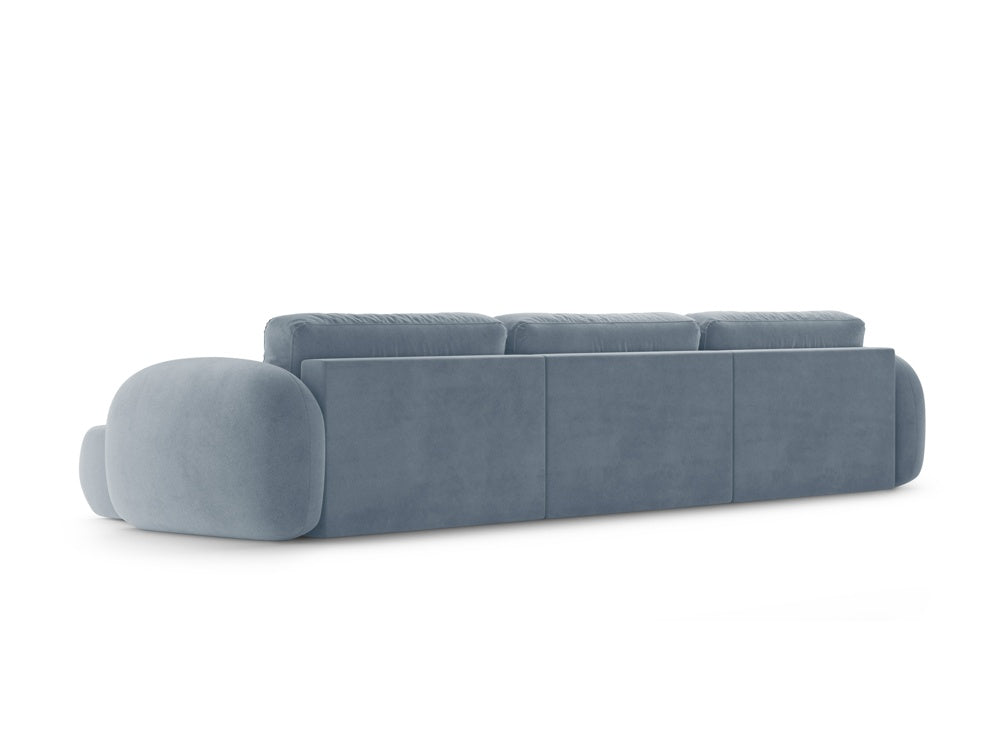 Panoramisch fluwelen sofa met slaapfunctie voor 5 personen TONALE lichtblauw