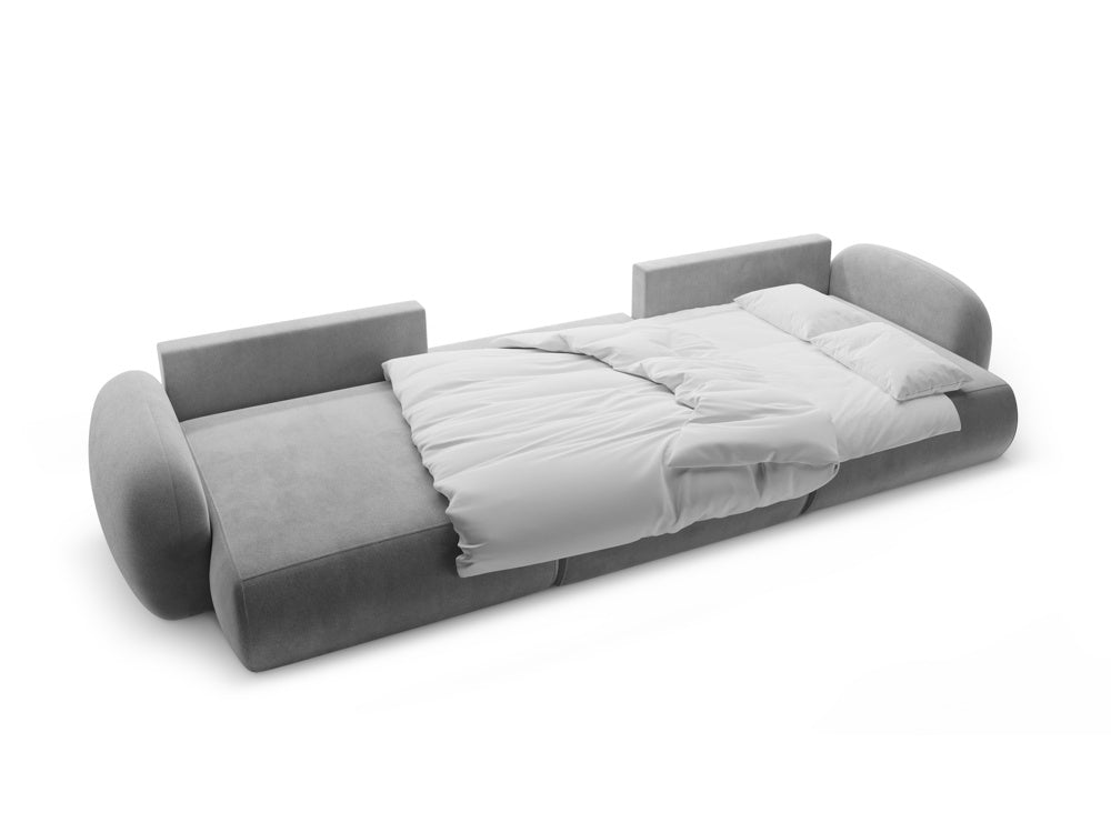 Panoramic velvet sofa with sleeping function for 5 people TONALE dark gray