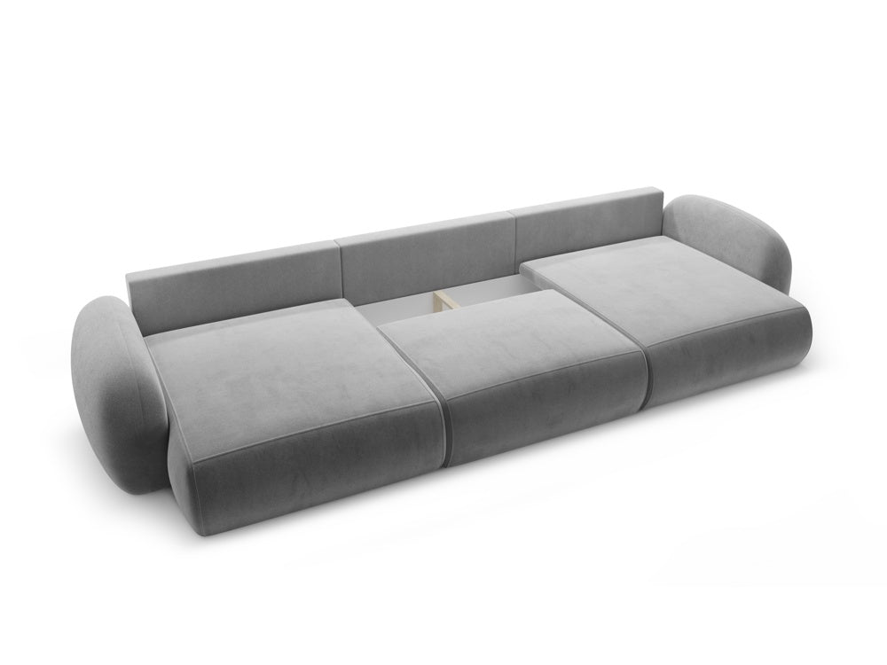 Panoramic velvet sofa with sleeping function for 5 people TONALE dark gray