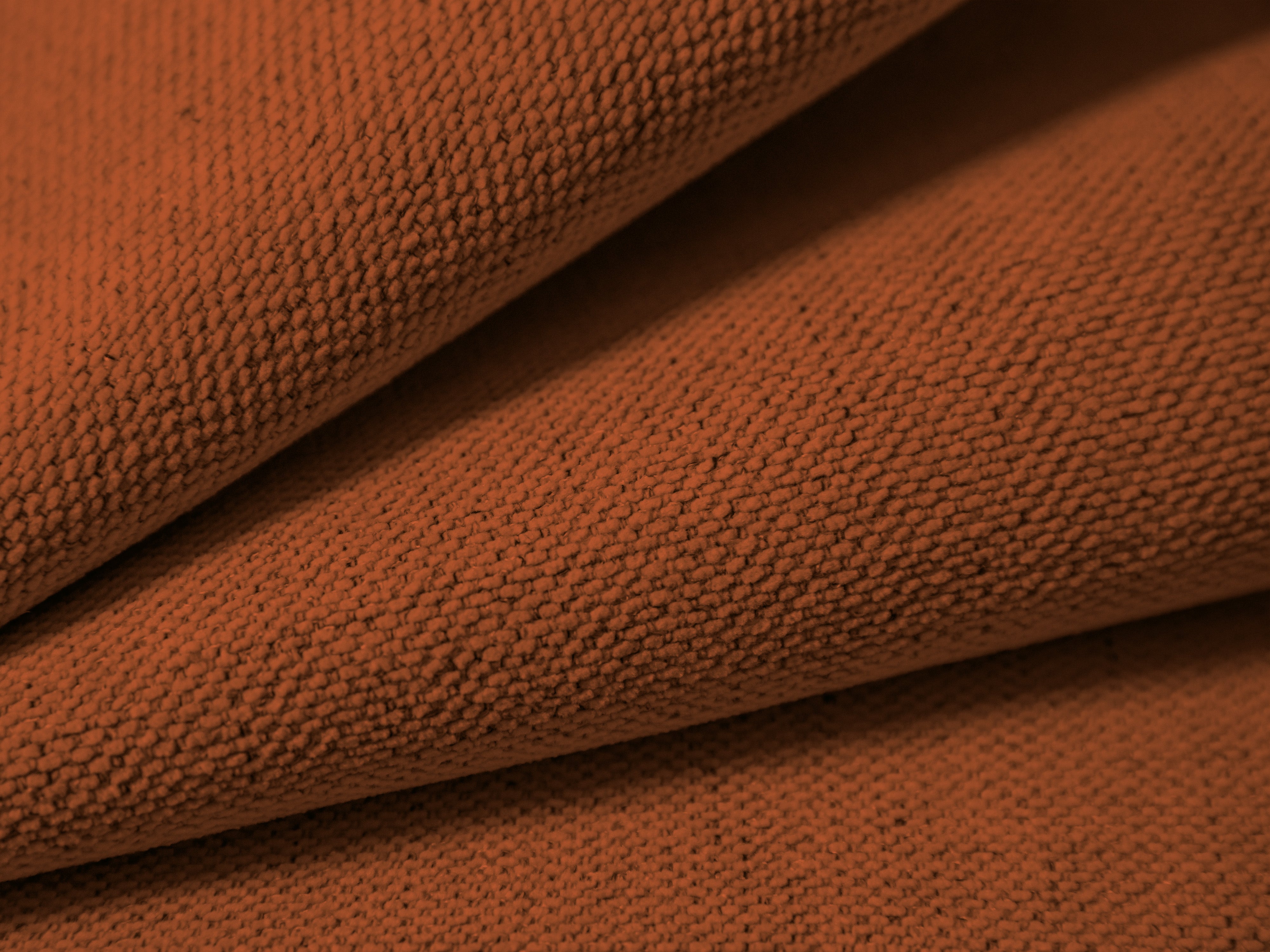 Right-side panoramic corner sofa for 7 people CAMPI brick chenille