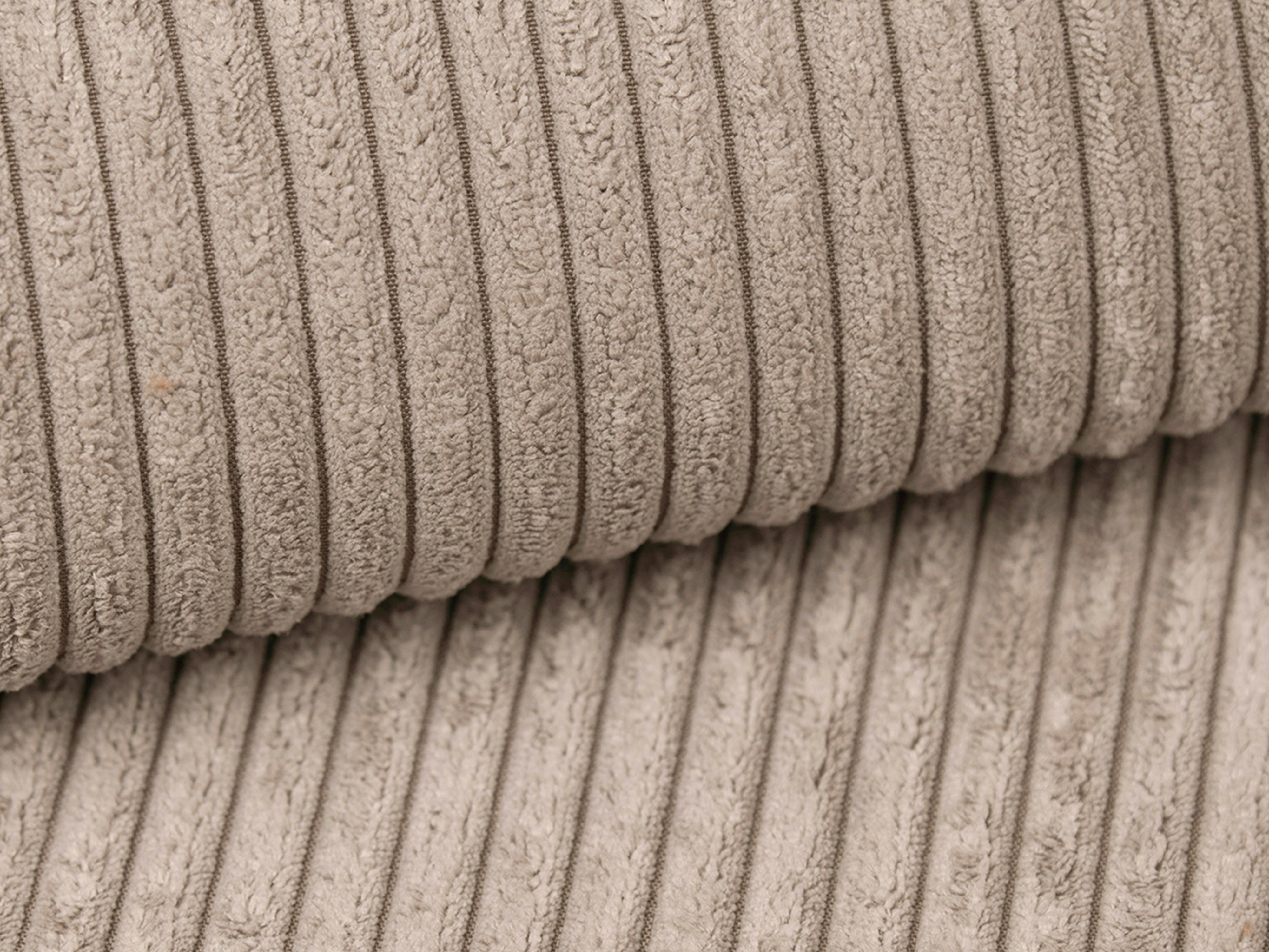 Right-sided panoramic corner sofa for 7 people CAMPI beige corduroy