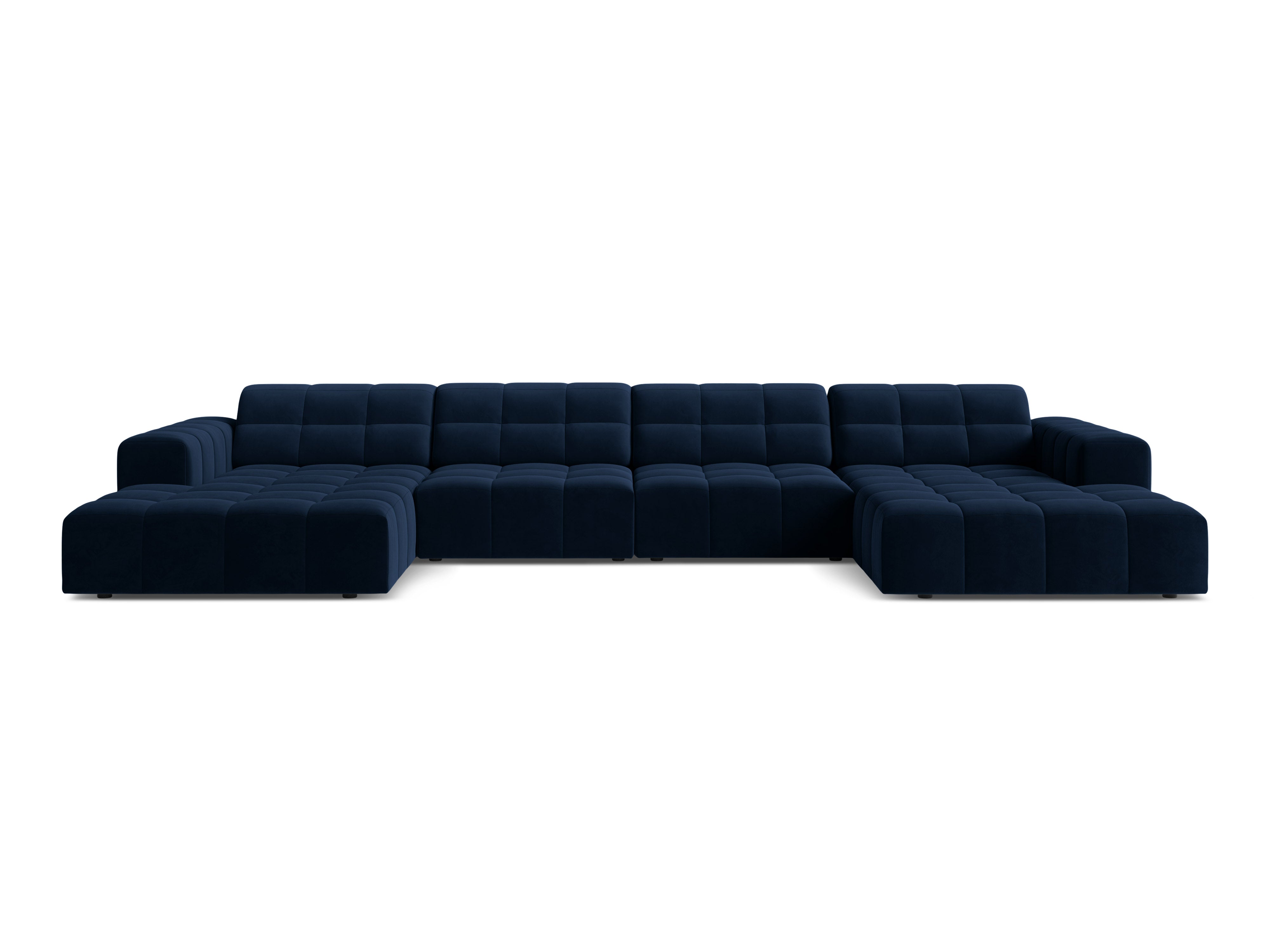 Sofa panoramiczna aksamitna 6-osobowa CHICAGO granat królewski – Cosmopolitan Design