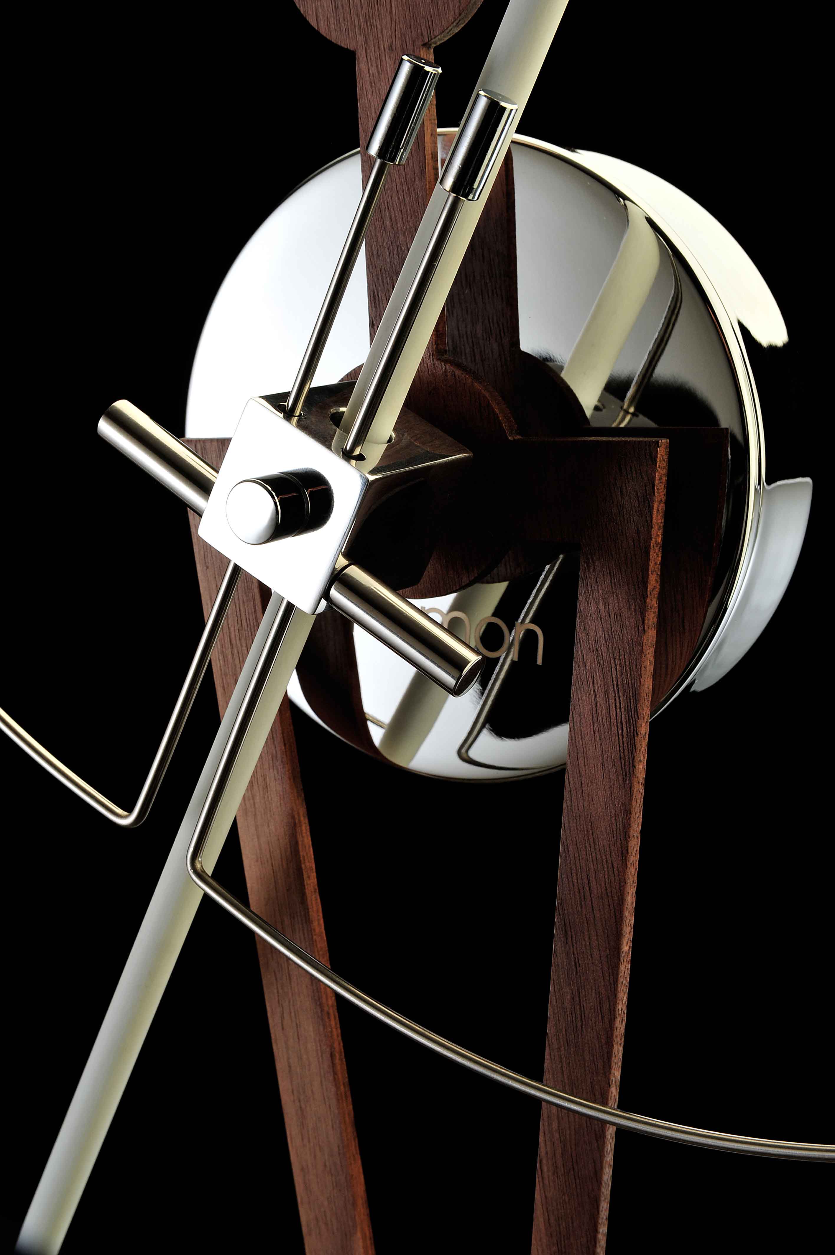 Wall clock CRIS walnut wood with chrome and white finish