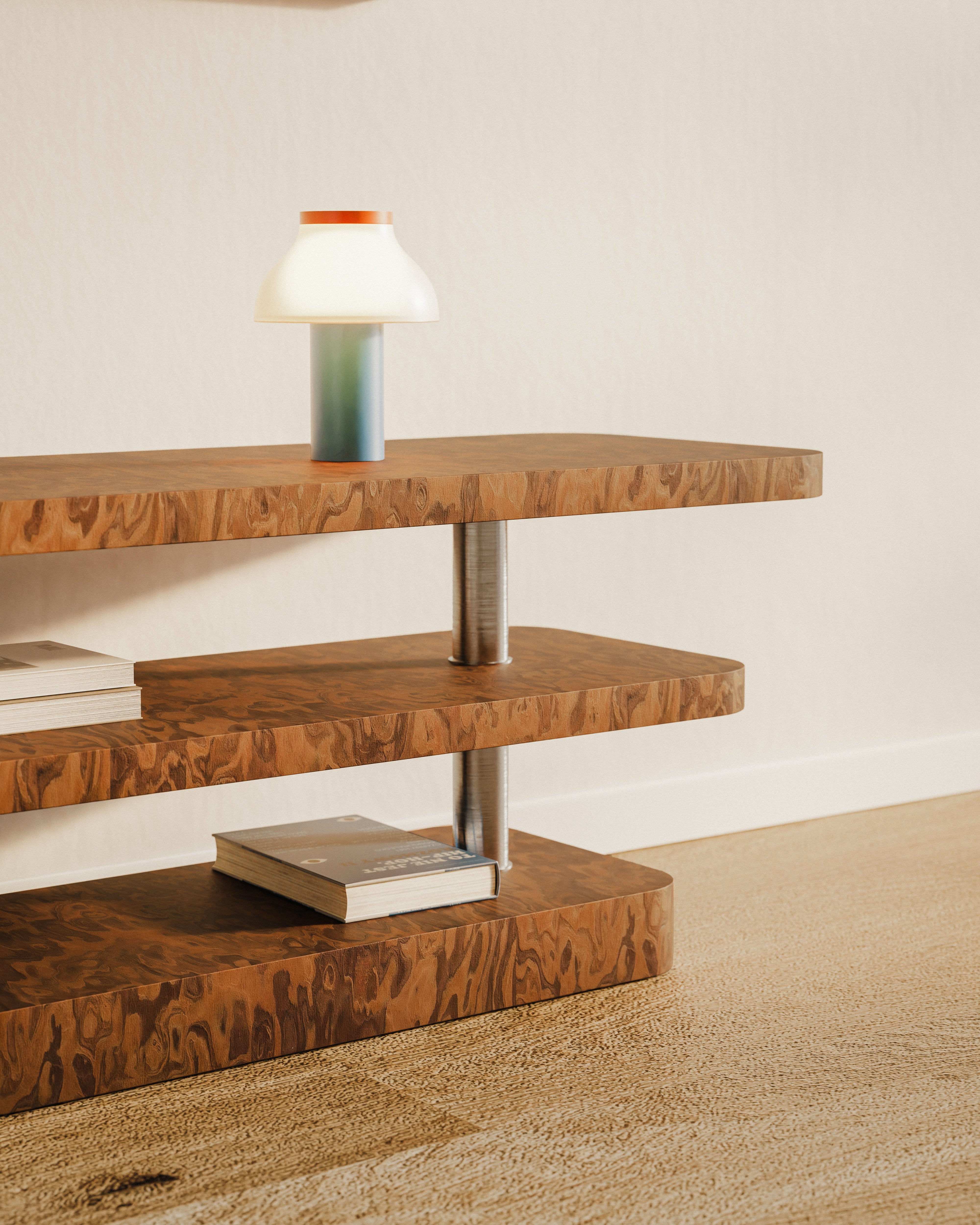 RTV Cabinet REL California Burl Veneer with Steel Elements