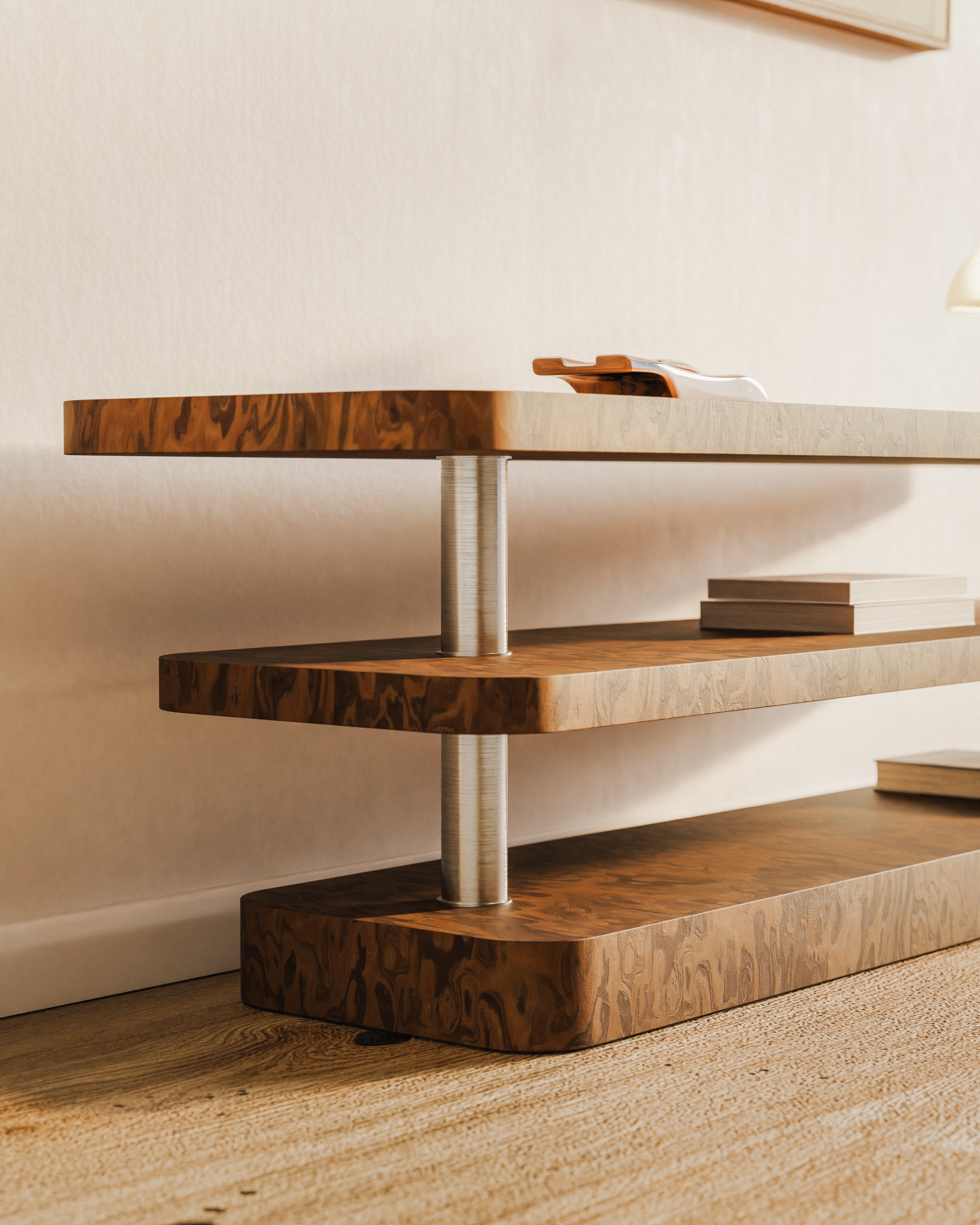 RTV Cabinet REL California Burl Veneer with Steel Elements