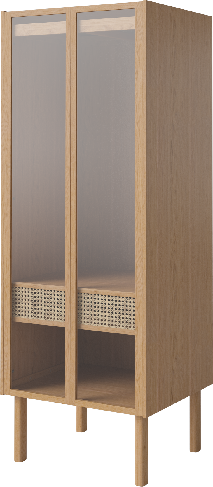 Kleiderschrank mit Glastüren Kana -Eichenholz