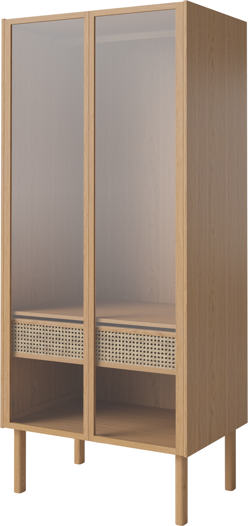 Kleiderschrank mit Glastüren Kana -Eichenholz