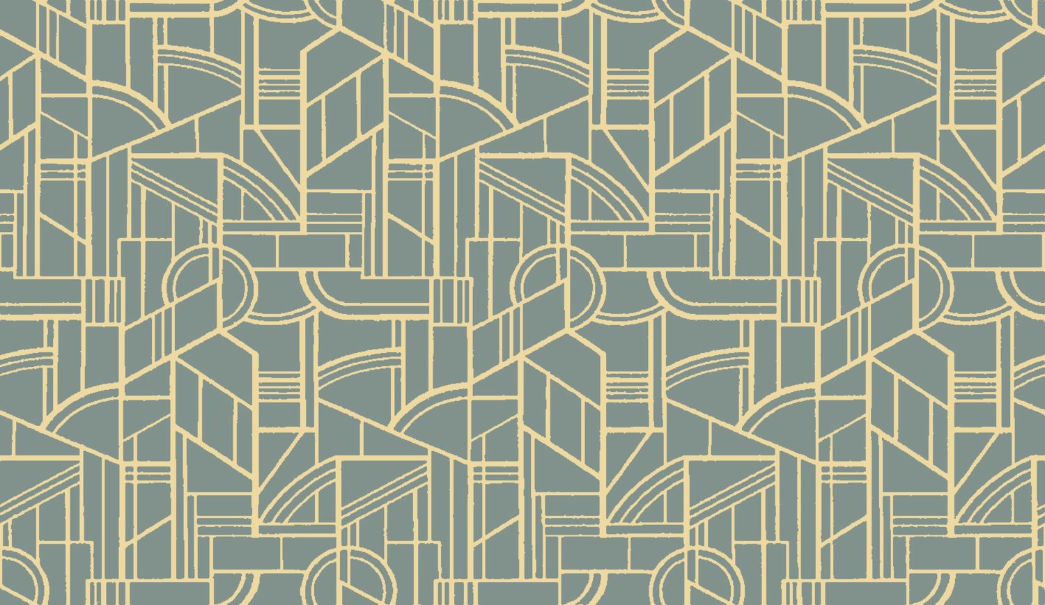 Textil-Tapete in metallischer Ausführung mit geometrischem Art-Déco-Motiv REIMS - CÉLADON in Lindgrün mit Gold