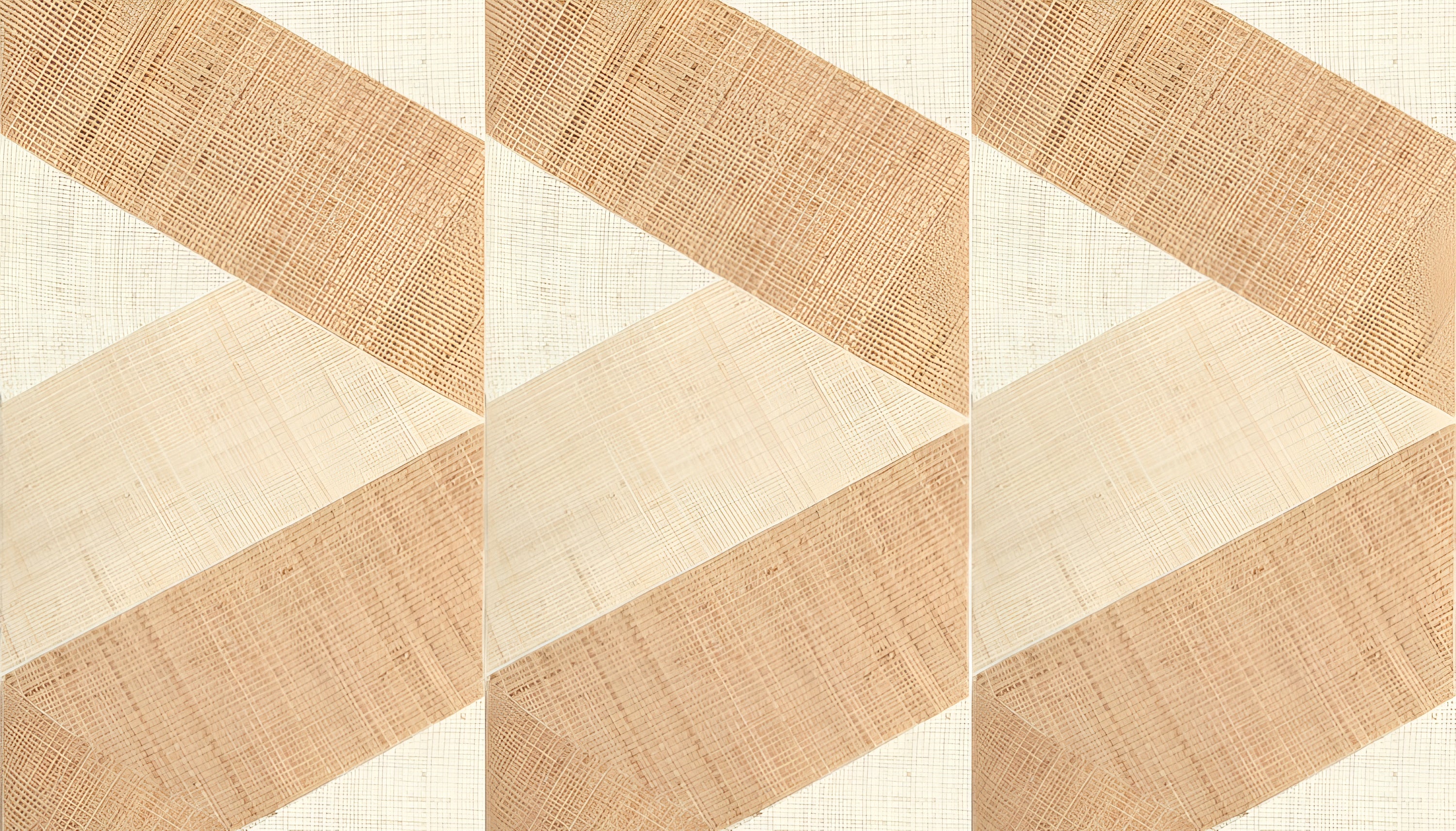 Natuurlijke wandbekleding met geometrisch patroon van raffia SOLAL - NATUREL lichtbruin met beige