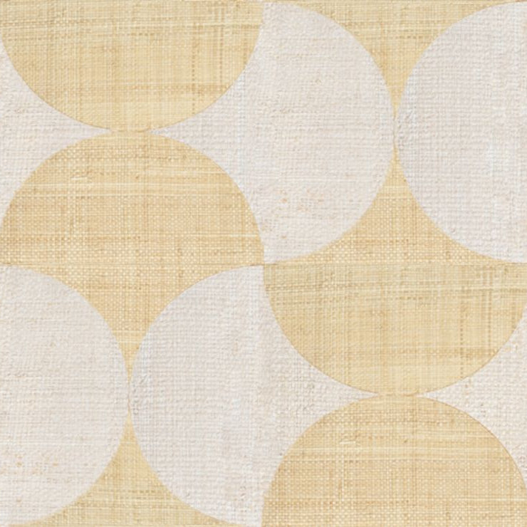 Natuurlijke wandbekleding met geometrisch patroon van raffia SUMBA - BLANC NATUREL wit met goud
