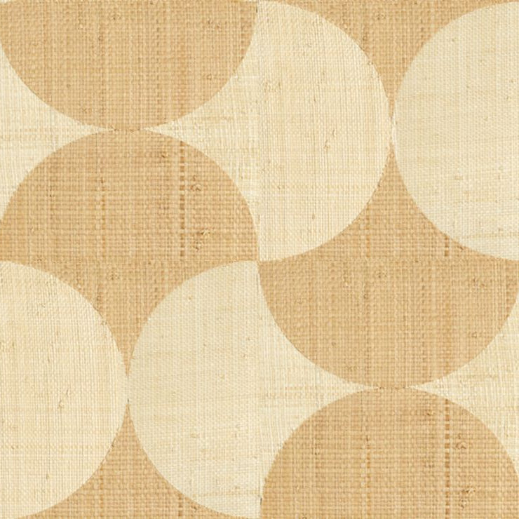 Natuurlijke wandbekleding met geometrisch patroon van raffia SUMBA - NATUURLIJK bruin met beige