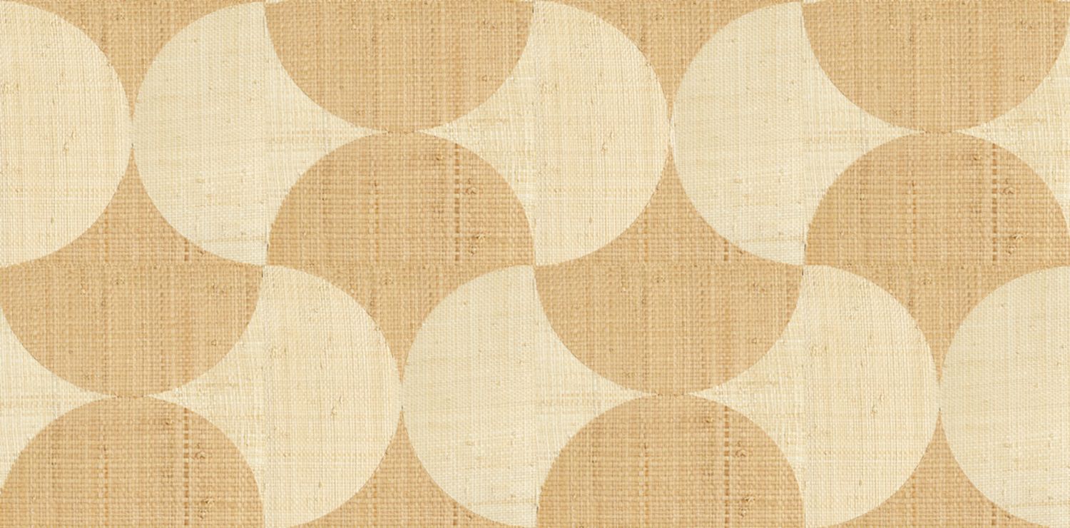 Natuurlijke wandbekleding met geometrisch patroon van raffia SUMBA - NATUURLIJK bruin met beige