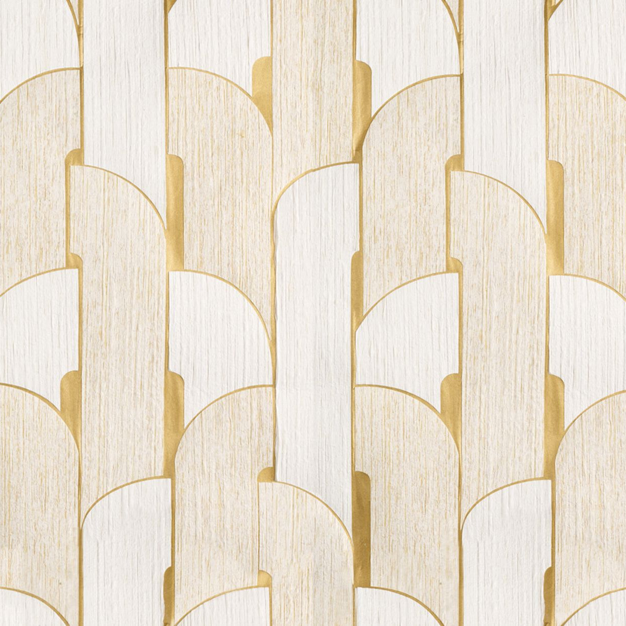 Textiltapete mit geometrischem Muster IKOPA - BLANC DORÉ weiß mit Gold