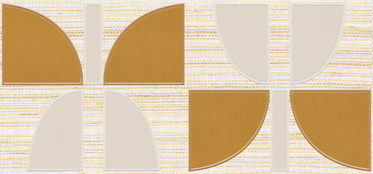 Geweven wandbekleding met geometrisch patroon HIKARI - BEIGE OCRE beige met oranje