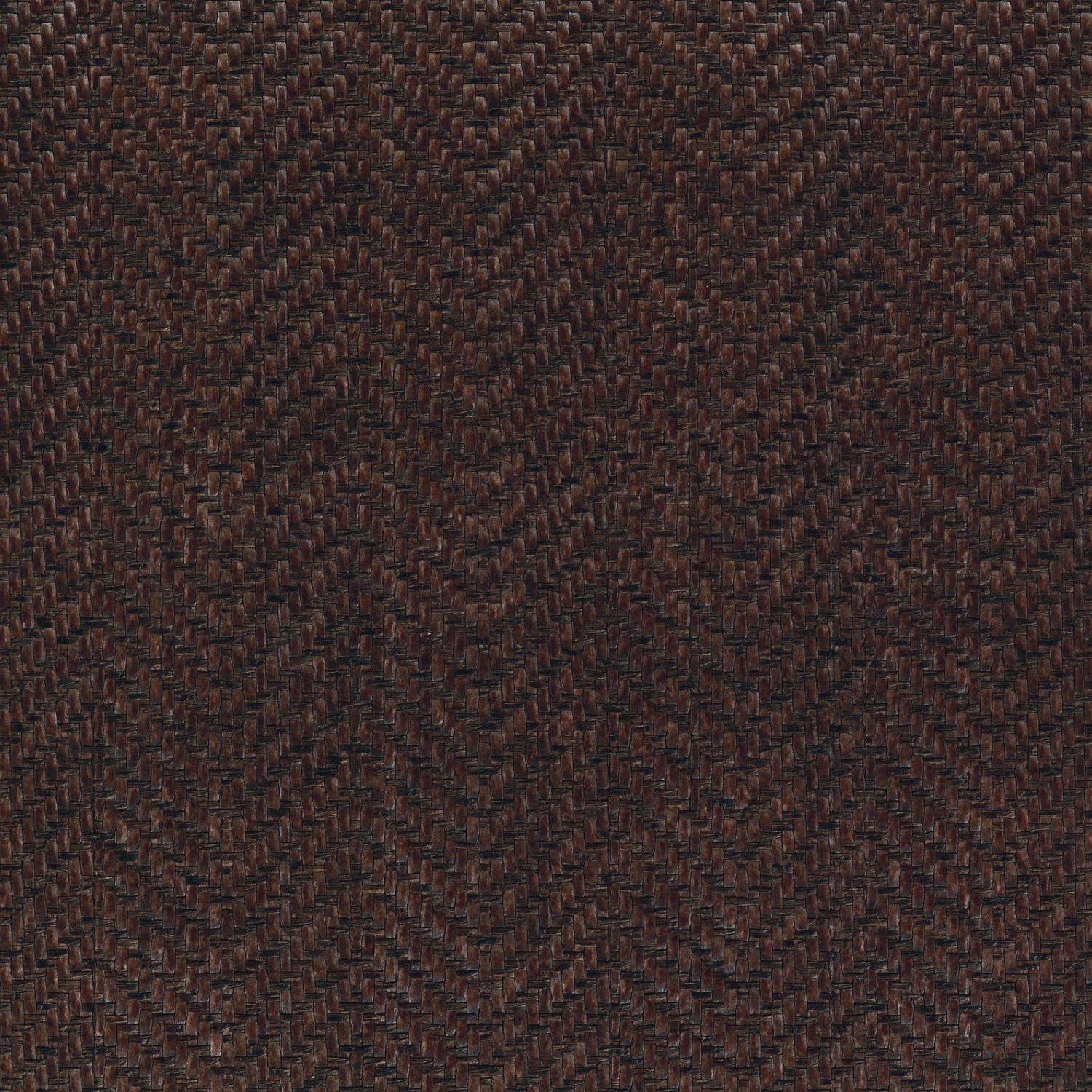Structural paper wallpaper in herringbone pattern resembling raffia KASANE - WENGÉ dark brown