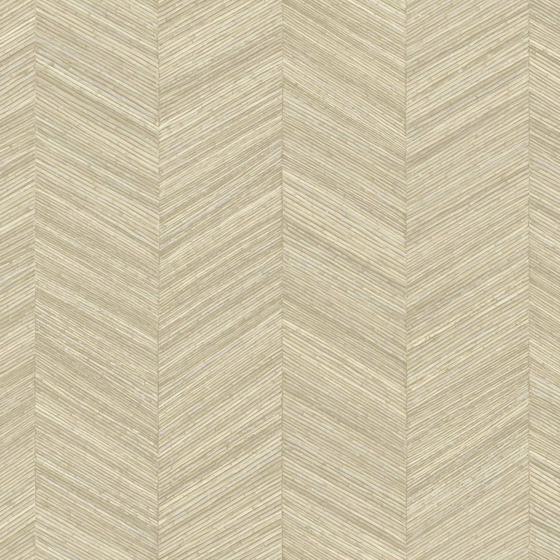 Geometrische Struktur-Tapete, die Holz mit Fischgrätmuster imitiert - OCOTEA - COQUILLE beige