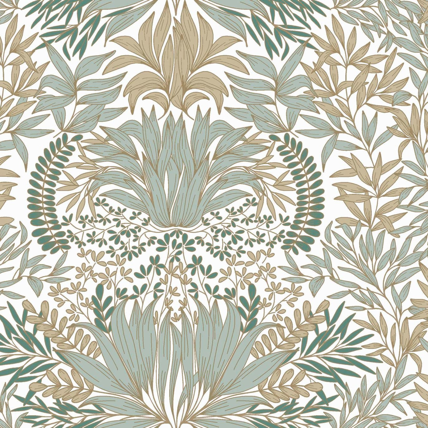 Chardon Floral Pattern Wallpaper - White/Opaline with Mint Green