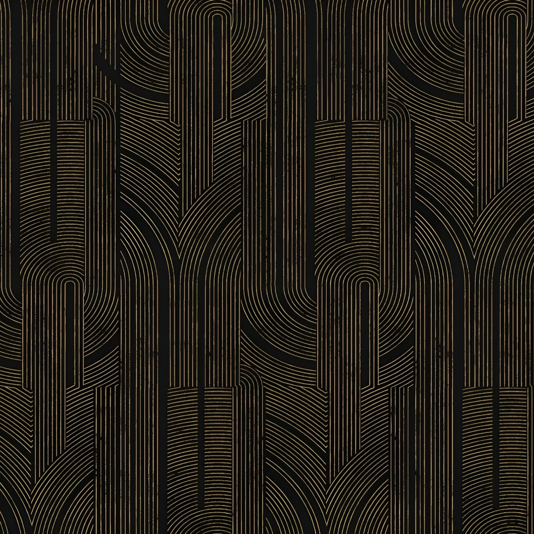 Metallische Tapete mit geometrischem Linienmuster PORTE DORÉE - NOIR/DORÉ schwarz mit Gold