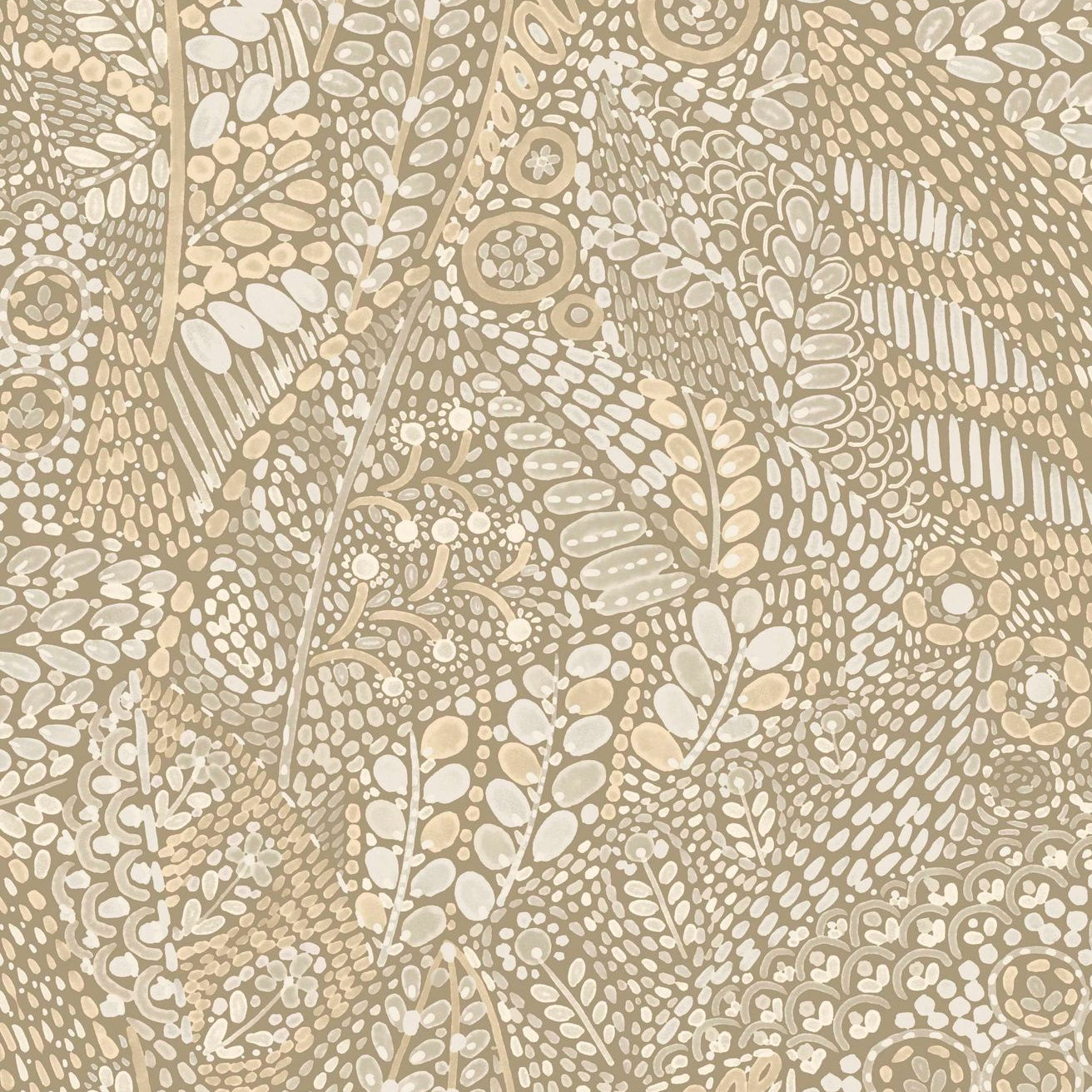 TALAVERA Plant Motif Wallpaper - MARRON GLACÉ Muted Brown