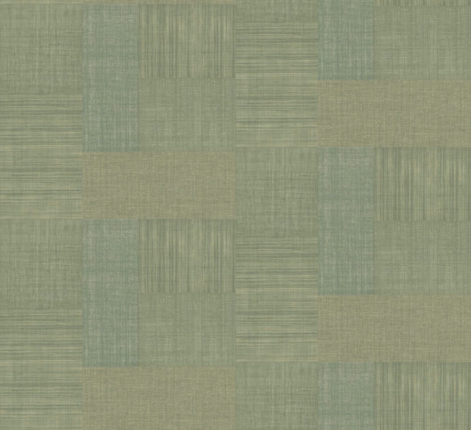 Geometrische Struktur-Tapete Patchwork, die Stoff imitiert MESTIZO - CACTUS kaktusgrün