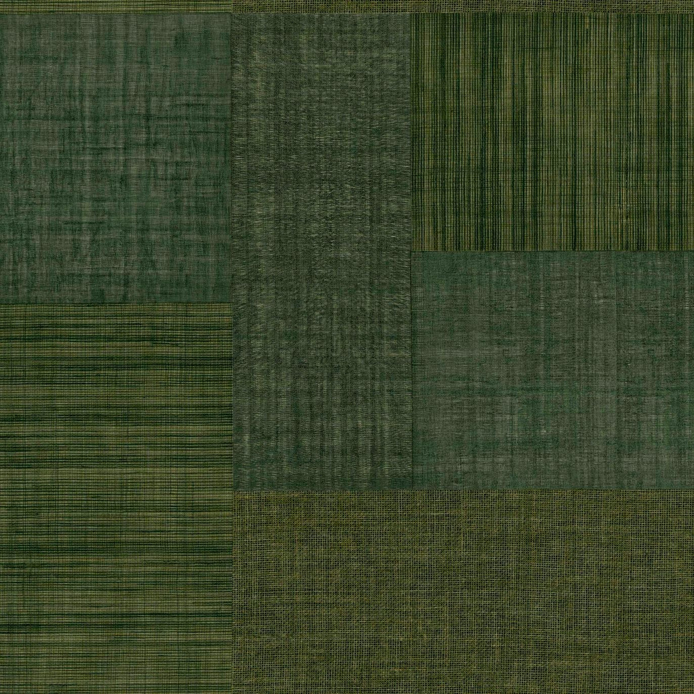 Geometrische Struktur-Tapete Patchwork, die Stoff imitiert MESTIZO - VERT FORÊT moosgrün