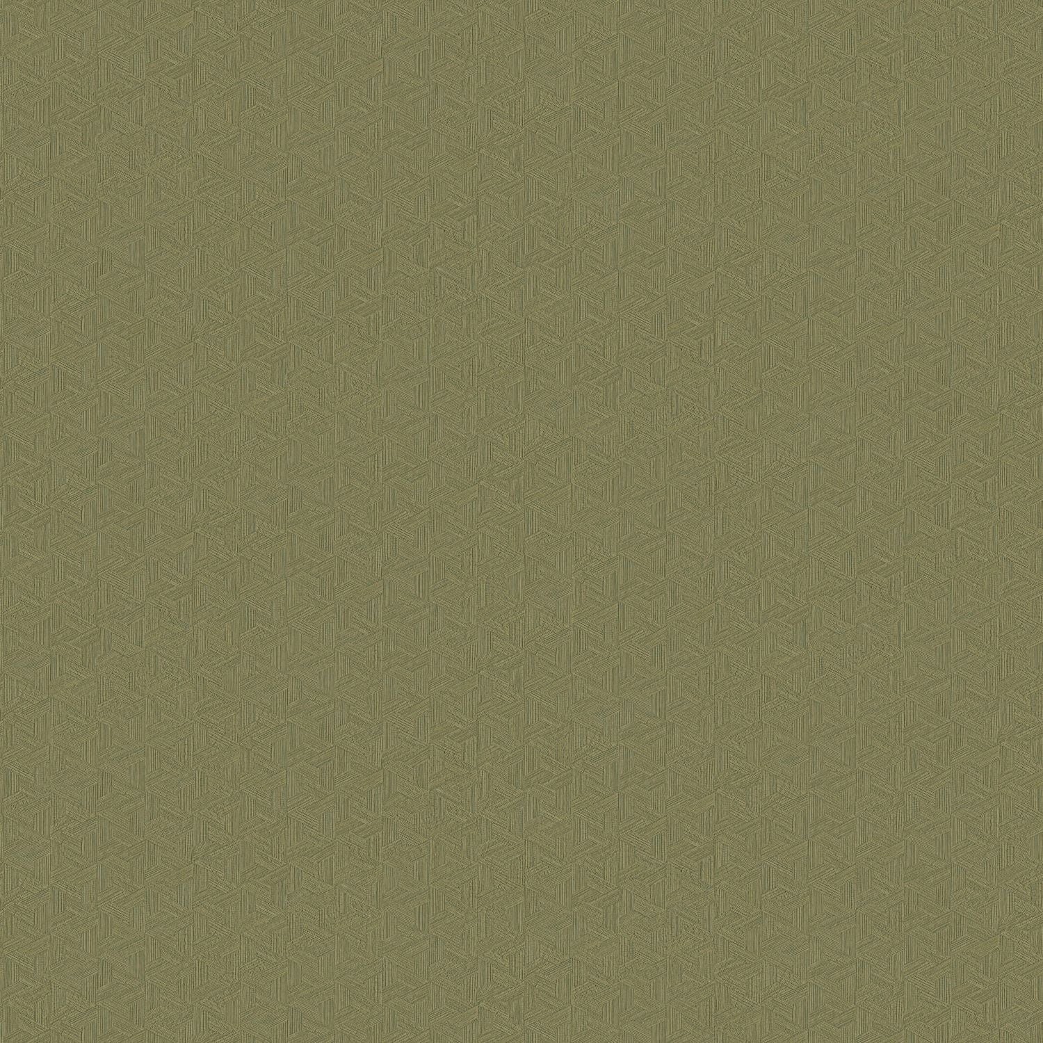 Geometrische structuurbehang geïnspireerd op bananenbladeren LINDU - KAKI donkergroen