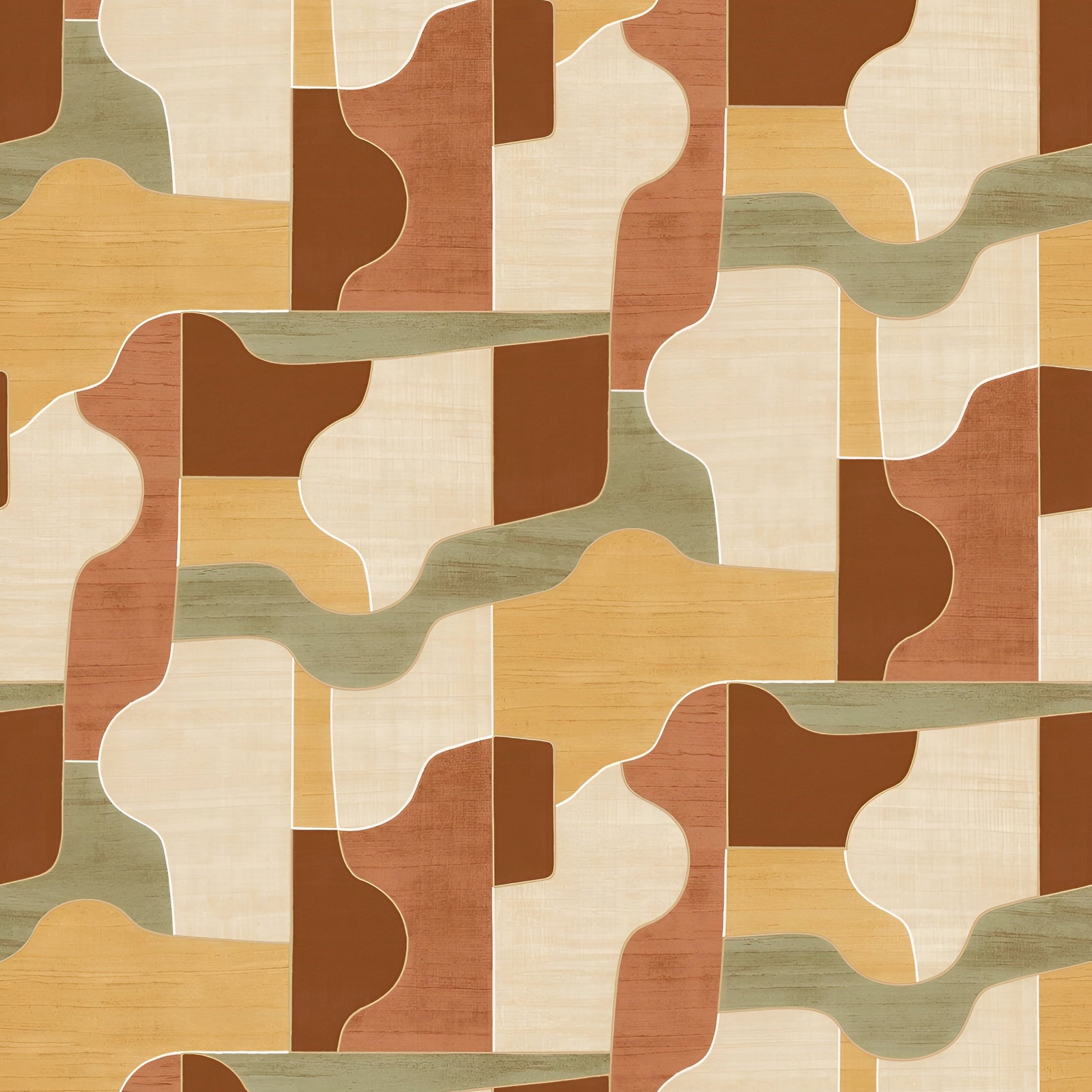 Structural wallpaper imitating wood with a geometric pattern MODERNISMO - BLUSH/VANILLA orange