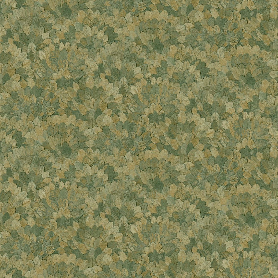 Structural wallpaper with a plant motif of guava leaves FEIJOA - CYPRÈS bottle green