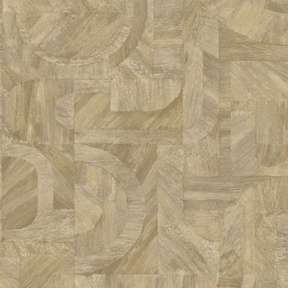 Geometric Wood-Effect Textured Wallpaper with Mosaic Pattern INTARSIA - SAND Travertine