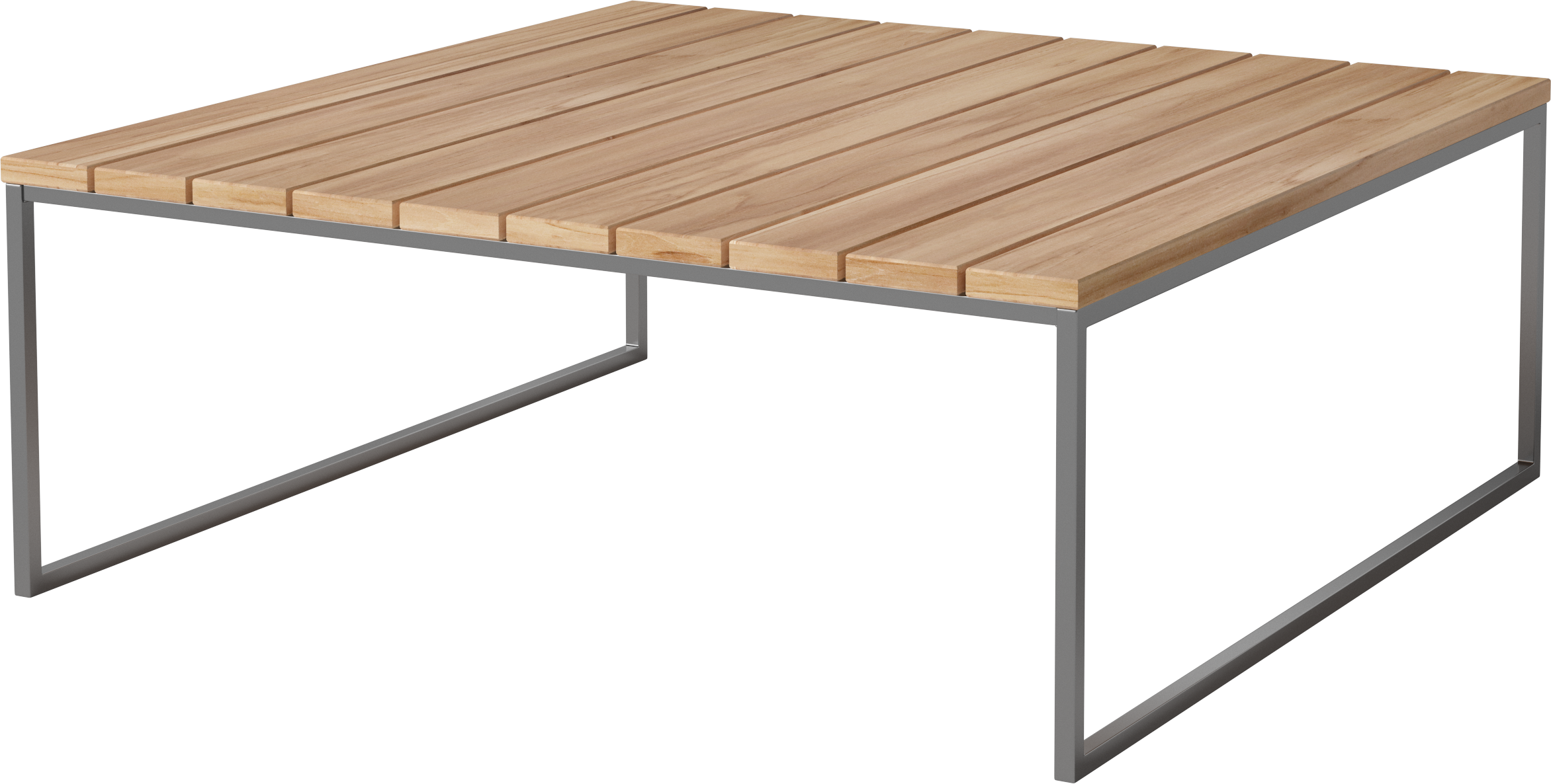 Buiten koffie tafel COMO met houten blad en stalen basis