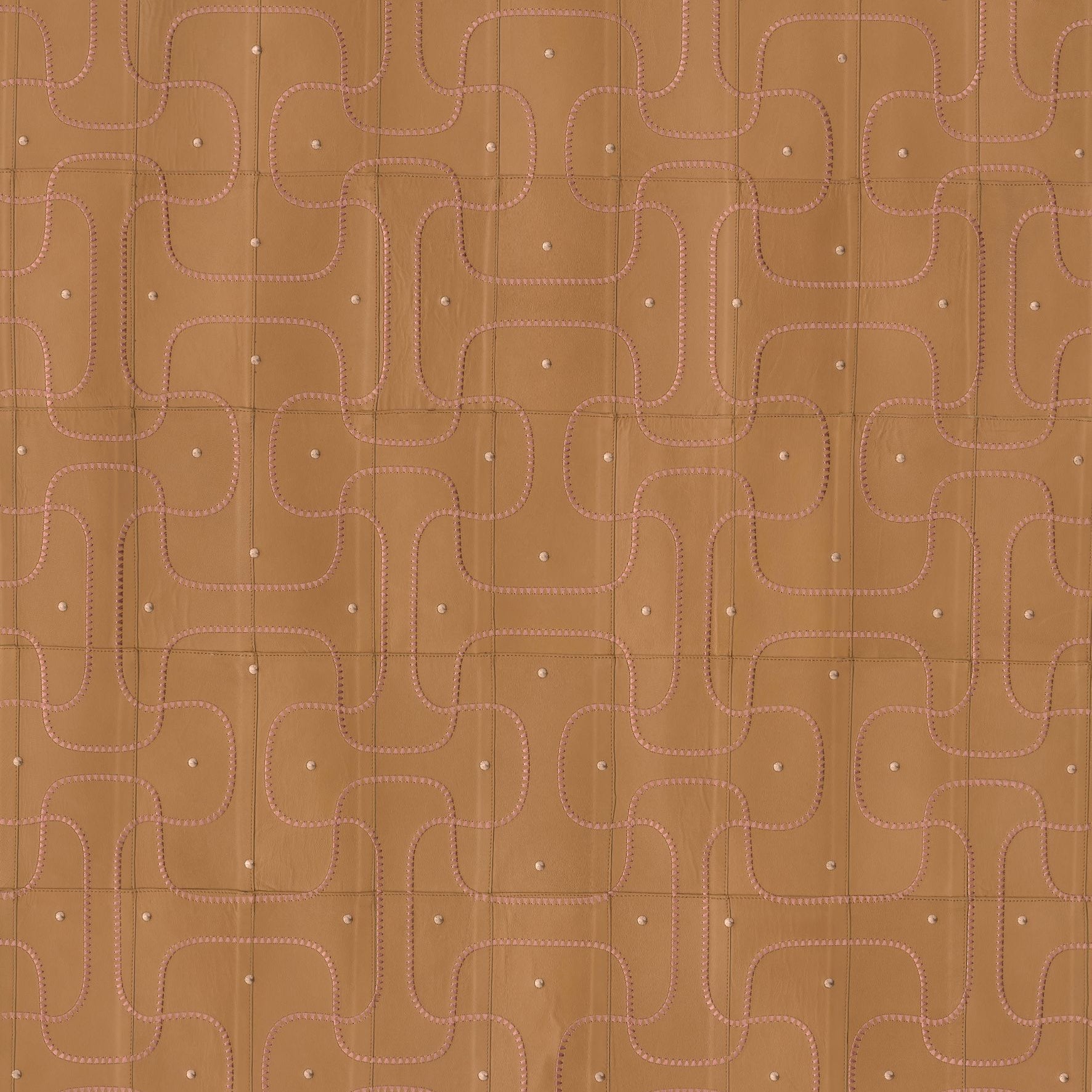 Natural leather wallpaper with geometric pattern JASERAN amber