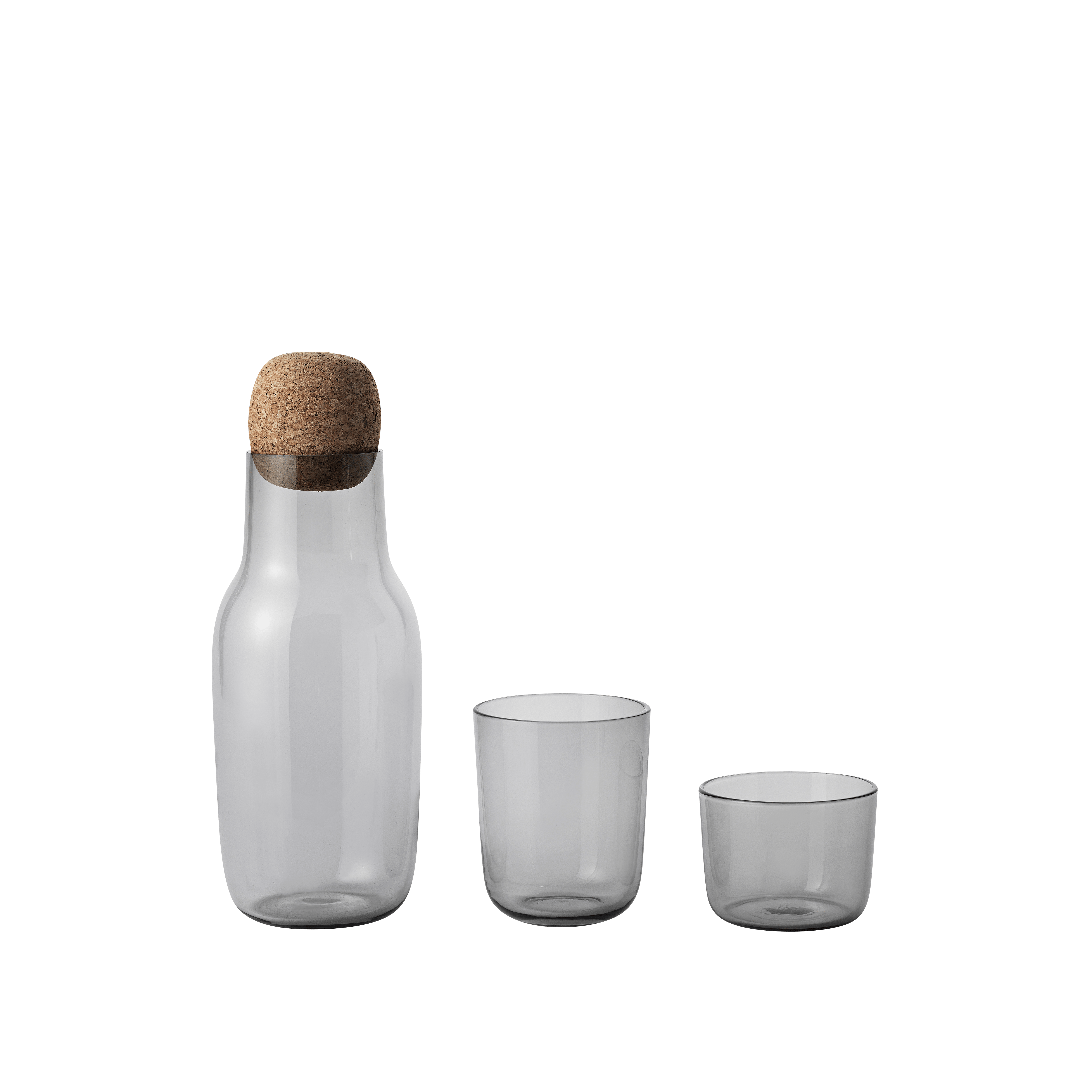 Karaf van CORKY, rokerig glas