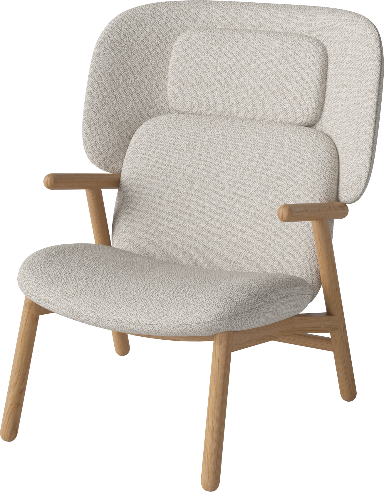 Fauteuil met hoge rugleuning COSH, basis van eikenhout