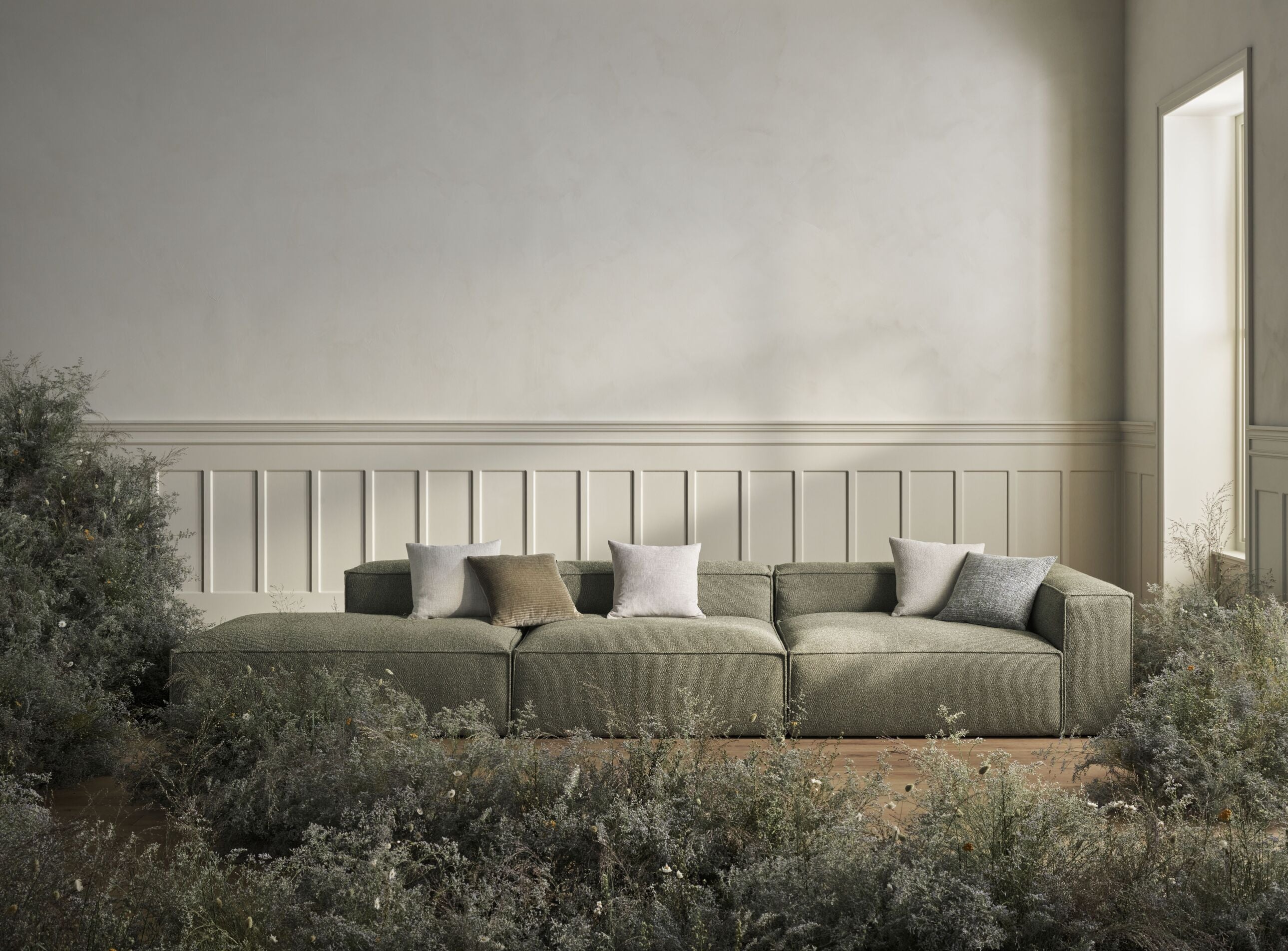 Modulares Sofa Cosima - links -Handmodul mit einer offenen Seite