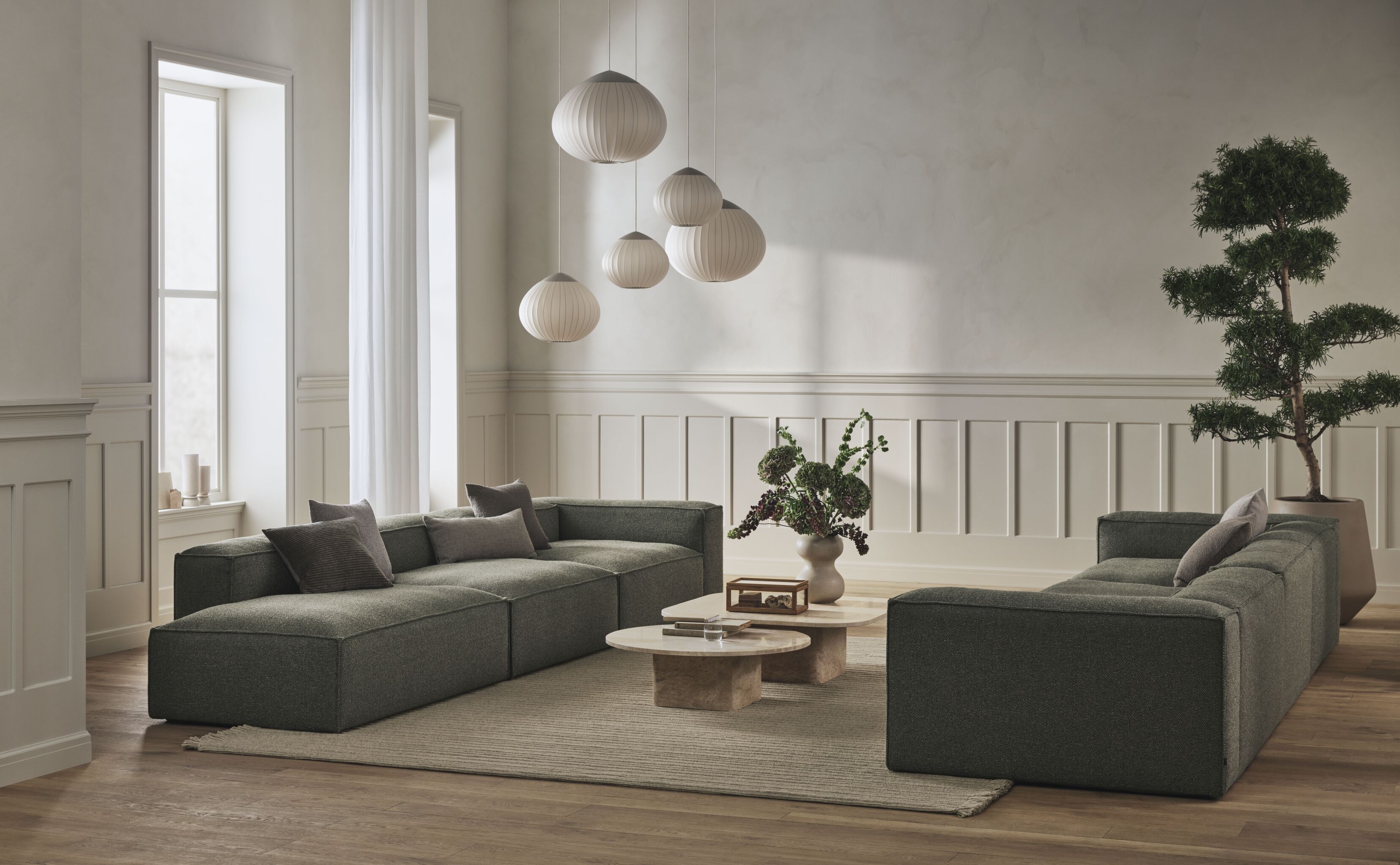 Ronde salontafel EIDA zandkleurig travertin