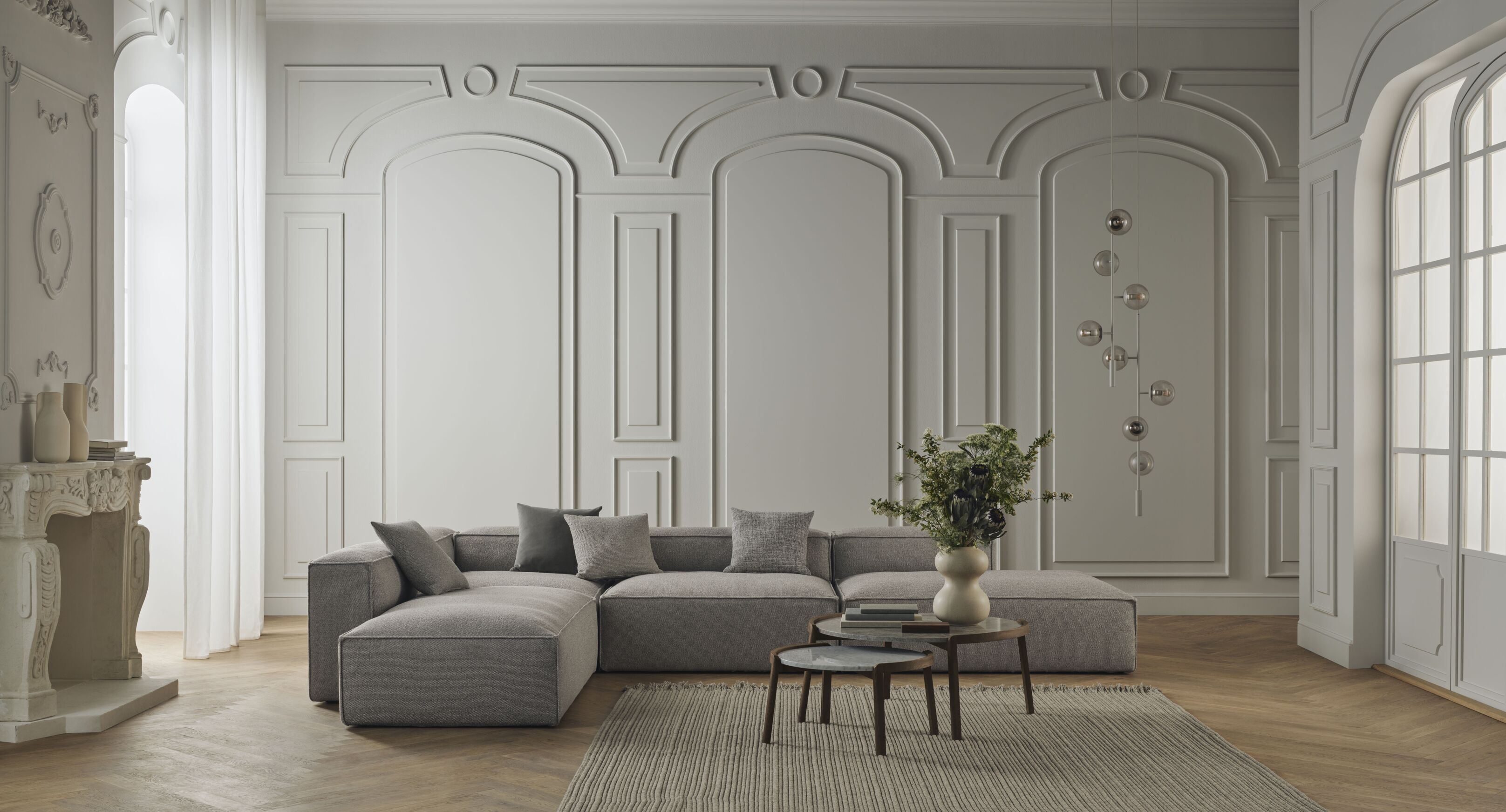 Szezlong linkszijdig uitschuifbaar COSIMA BED gestoffeerd