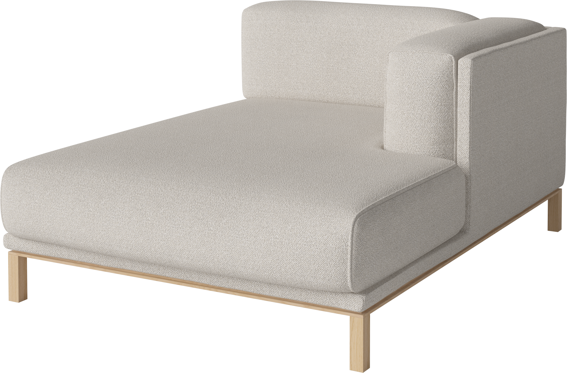 Modulaire bank COSY - rechtszijdige chaise longue met gebleekte basis