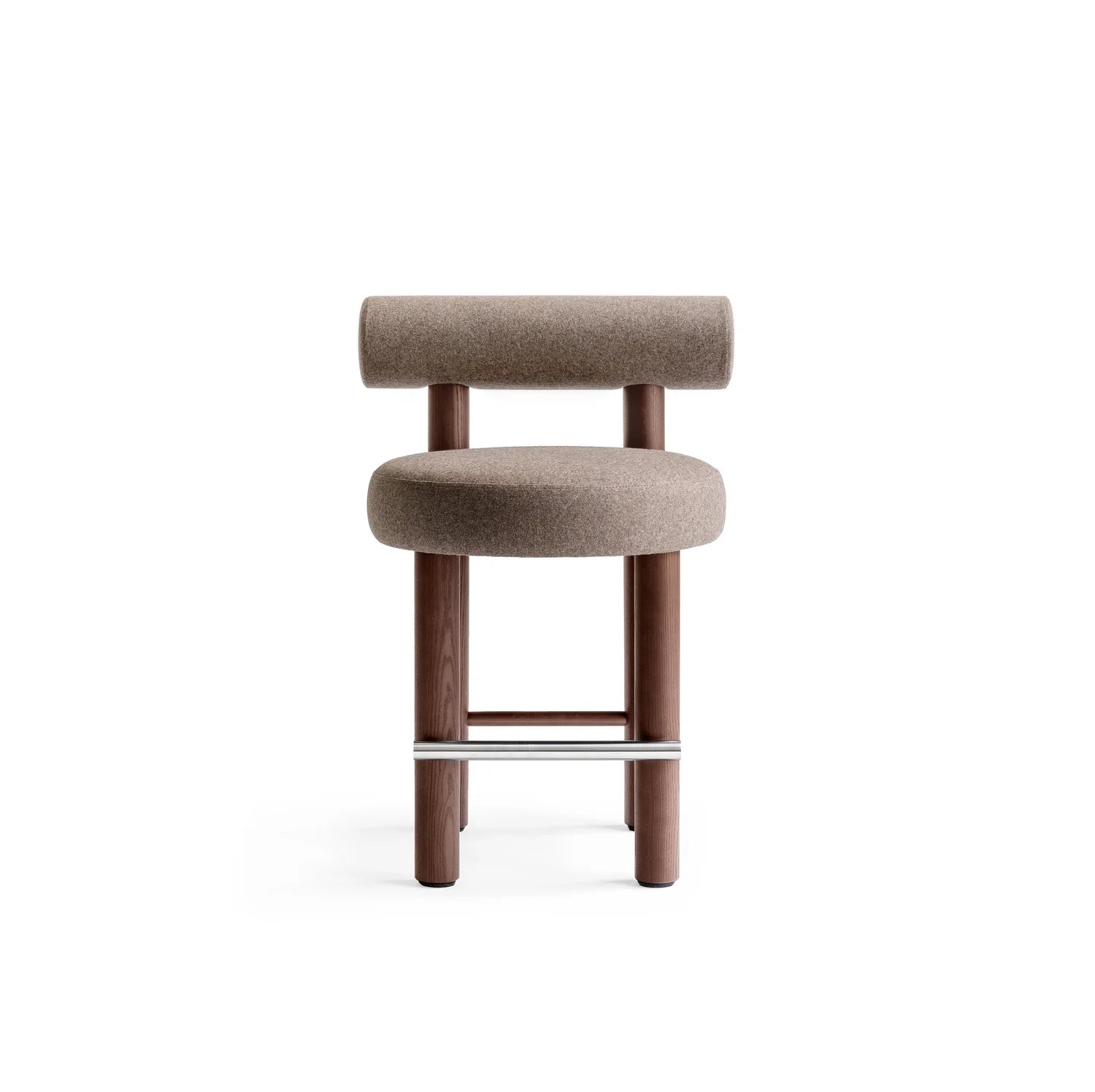 Upholstered Bar Stool GROPIUS CS2 with Wooden Base