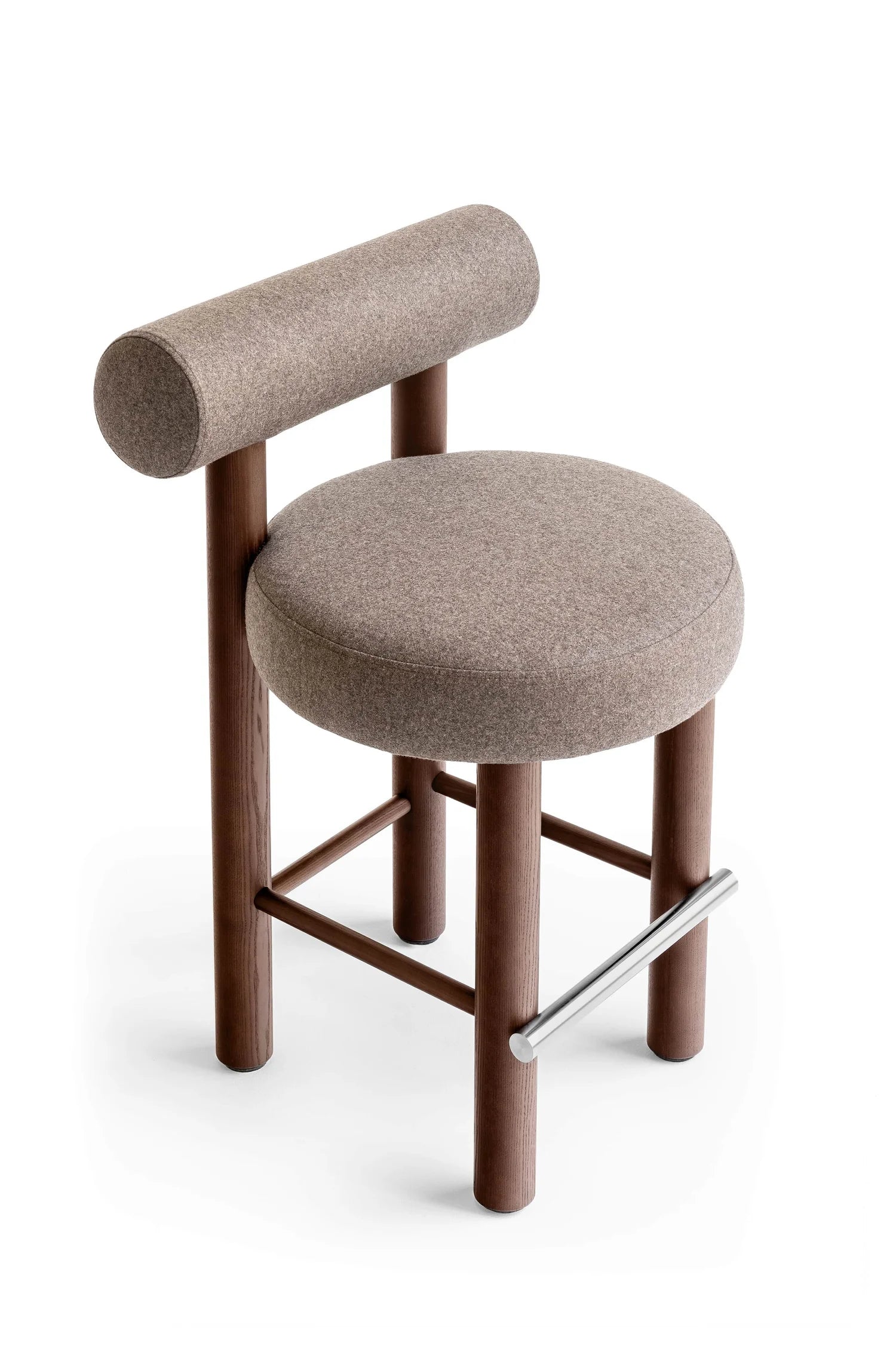 Upholstered Bar Stool GROPIUS CS2 with Wooden Base