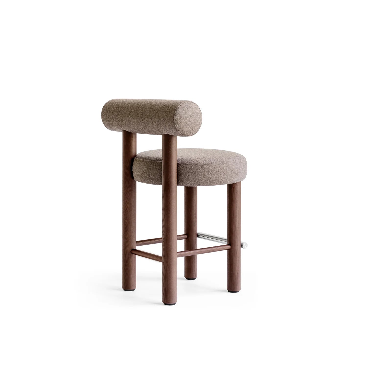 Upholstered Bar Stool GROPIUS CS2 with Wooden Base