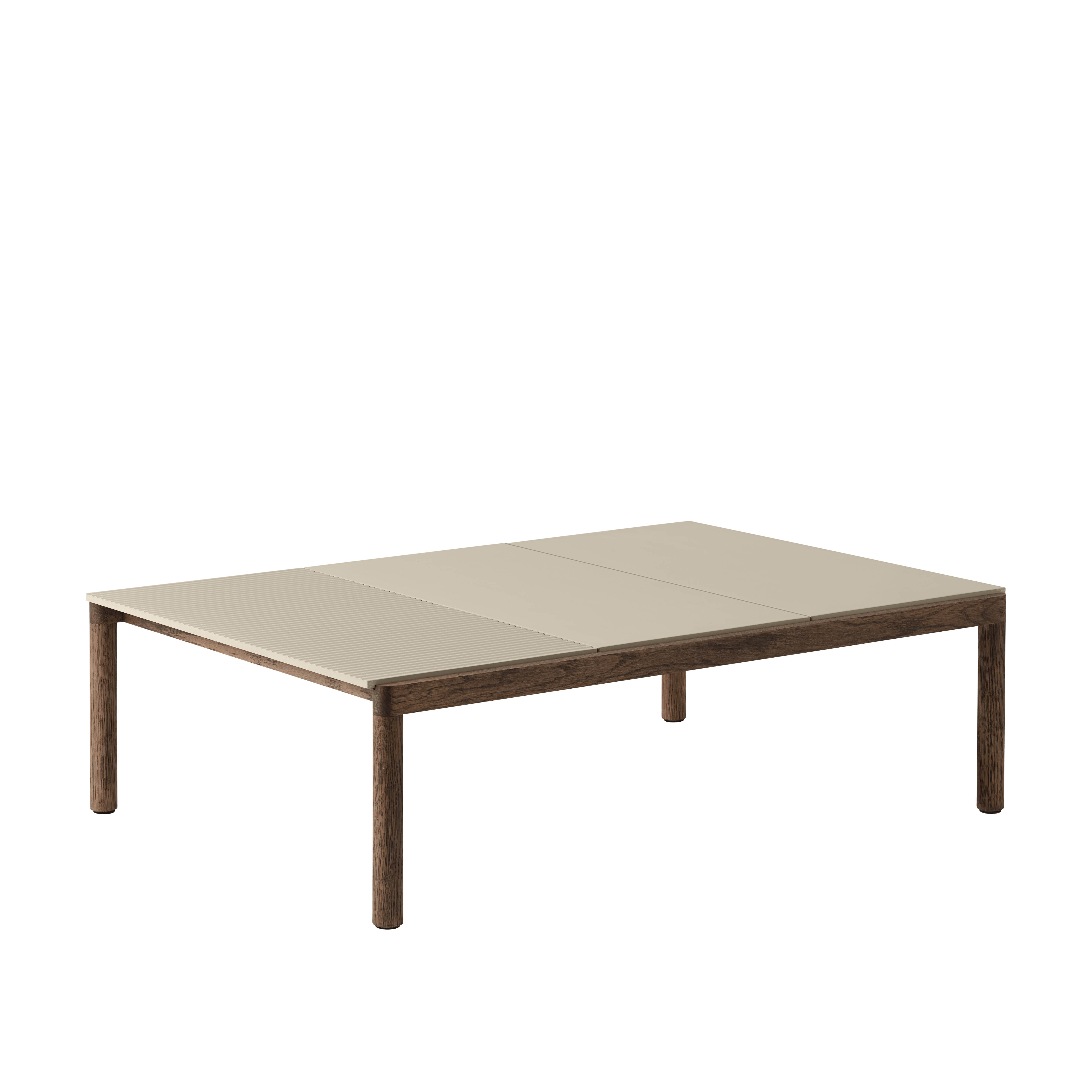 Salontafel COUPLE zandkleurig met een donkere eiken basis