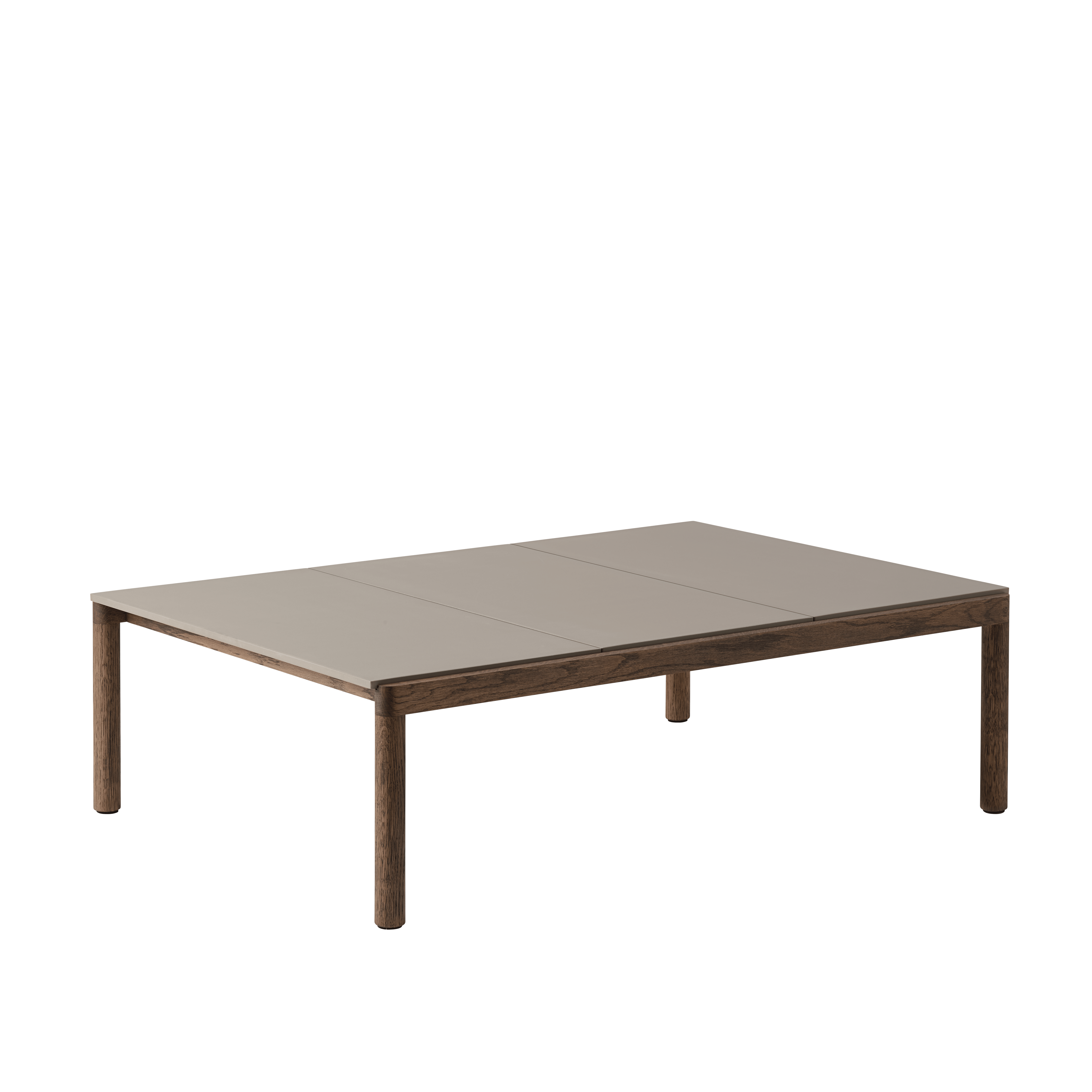 Couchtisch COUPLE taupe met een donkere eiken basis